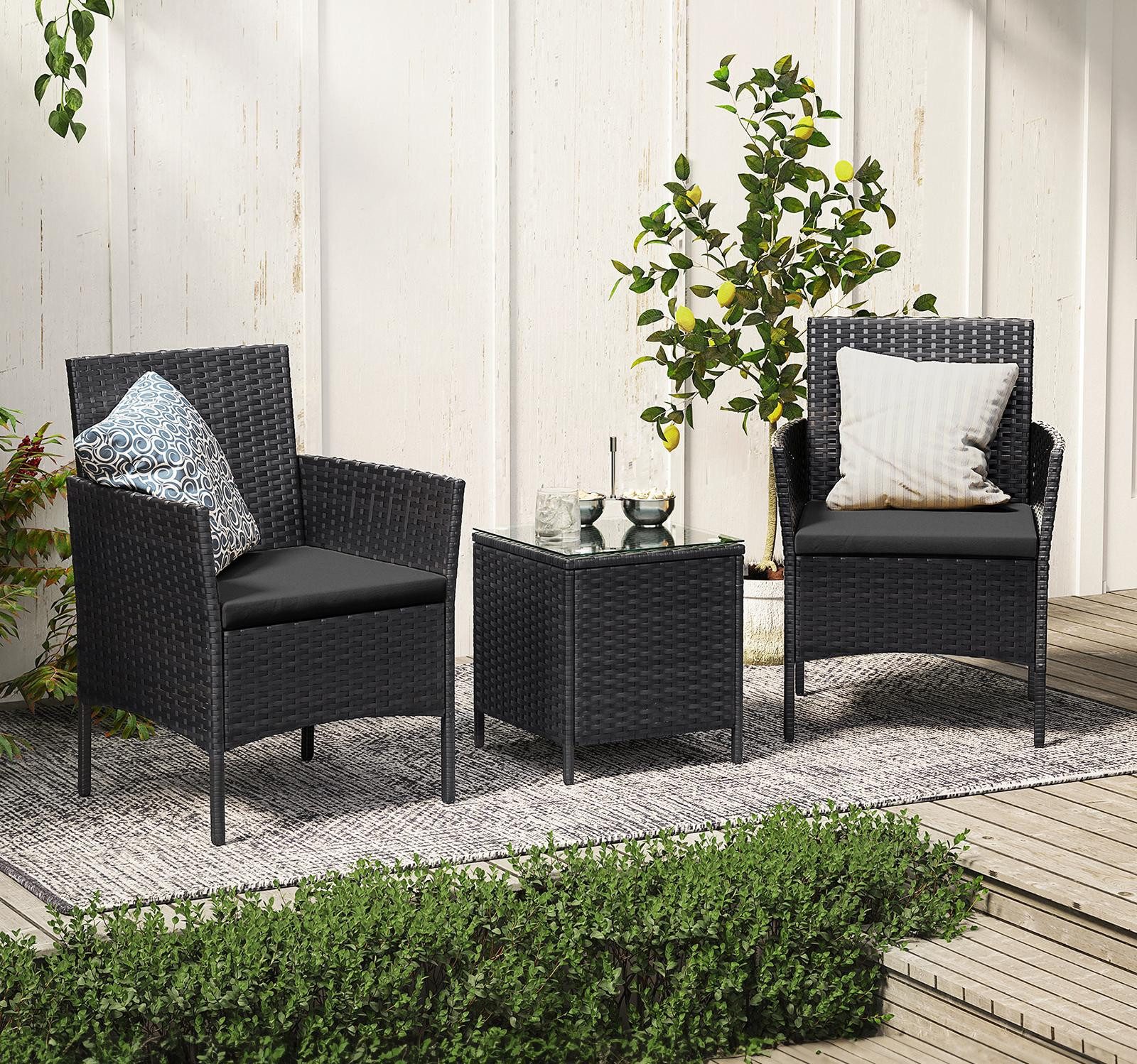 SONGMICS Gartenlounge-Set, (3-tlg., 2 Gartenstuhl, 1 günstig online kaufen