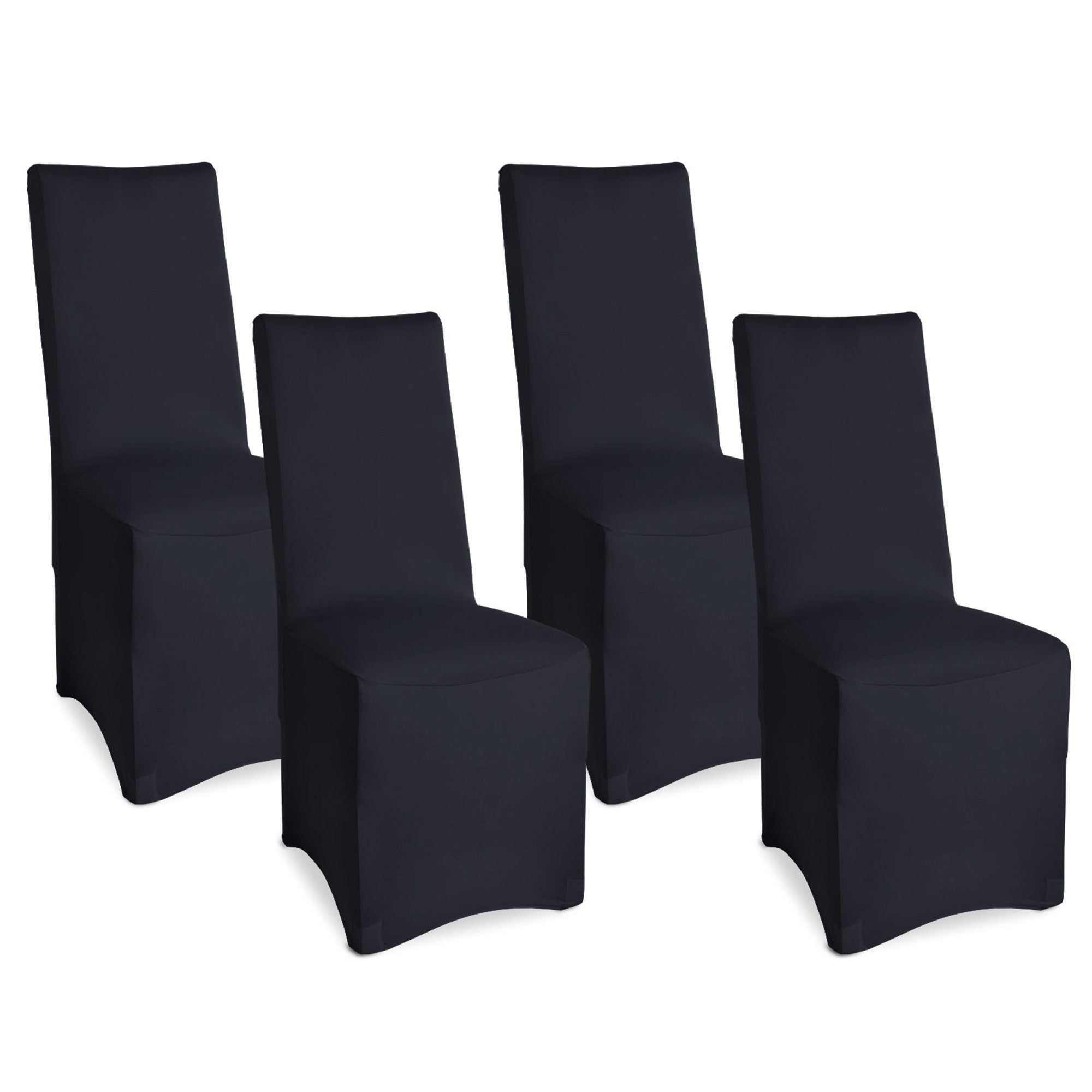 Beautissu Stuhlhusse Bankett Stuhlhussen 4er Set Leona, 45x90cm, Schwarz, legante Stretch Hussen für Stühle -Elastische Stuhl Überzüge