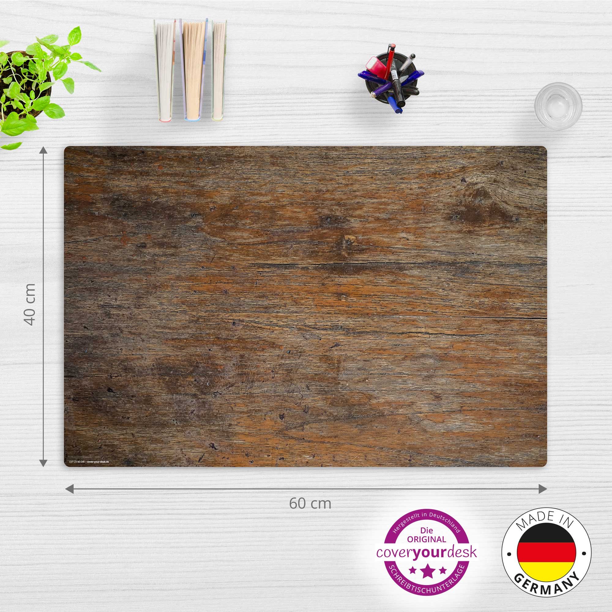 cover-your-desk.de Schreibtischunterlage abwaschbar- Antikes Holz -aus premium Vinyl - Made in Germany
