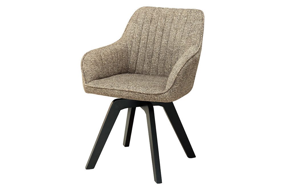 riess-ambiente Polsterstuhl LIVORNO taupe/natur- Microfaser, Buchenholz, 180° drehbar, zeitlos (Einzelartikel, 1 St), Esszimmer · Auto-Return-Funktion · Massivholz · mit Armlehne · Retro
