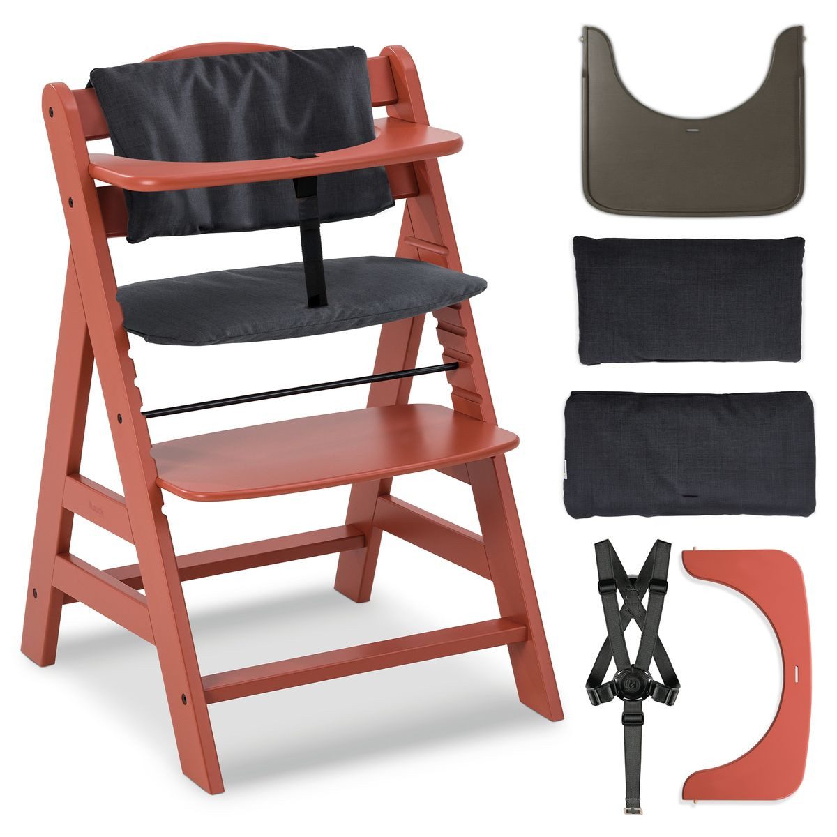 Hauck Hochstuhl Alpha Plus Cork, Holz Kinderhochstuhl Babystuhl mit Tablett günstig online kaufen