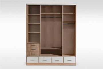 MOEBLO Kleiderschrank ZELO (Schrank Garderobe Schiebtüren Schlafzimmer, mit Schubladen und Spiegel, Schwebetürenschrank 2-türig) (BxHxT):200/250x245x62cm