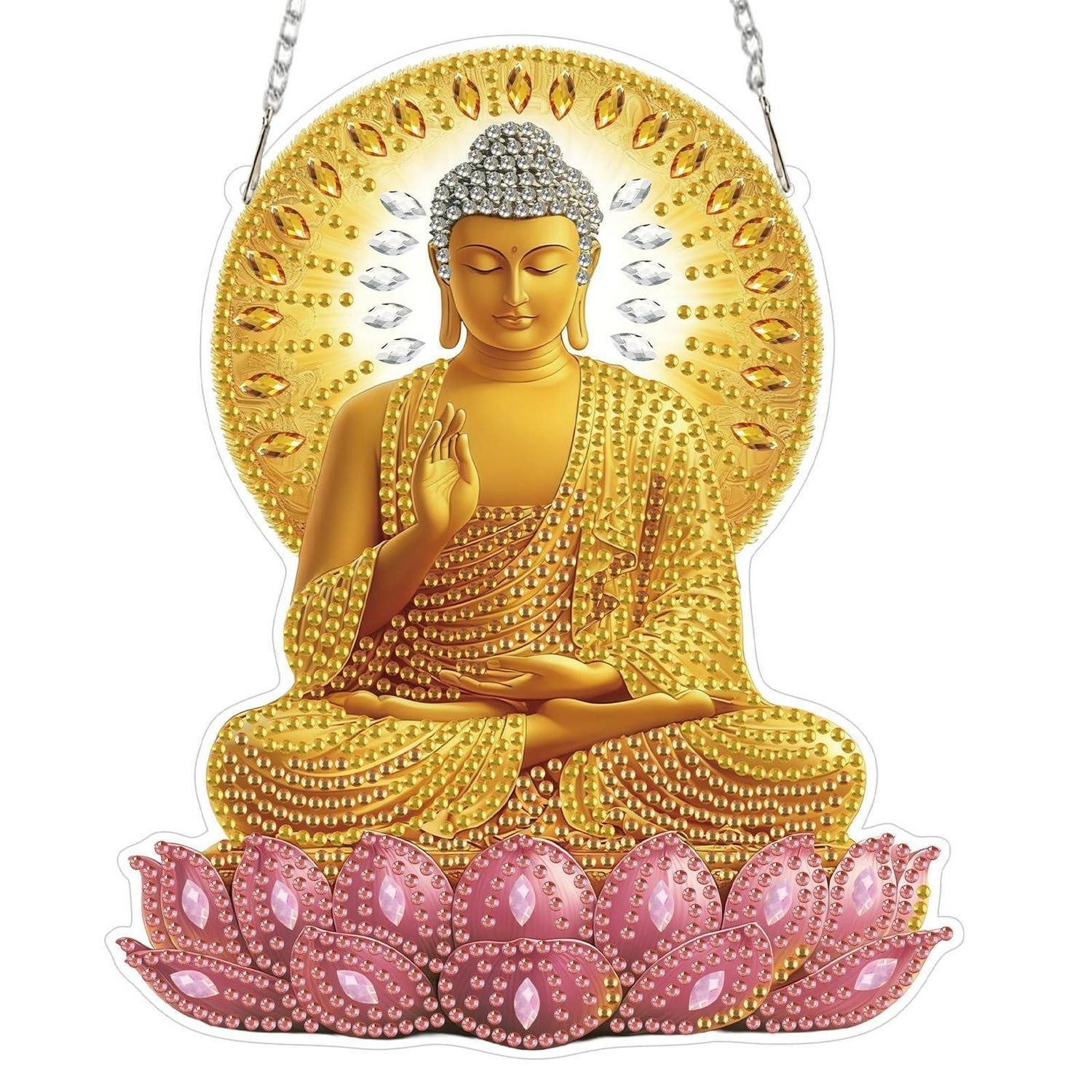 LuxusKollektion Fensterbild 5D Buddha Diamantbild Fensteranhänger 20x20cm