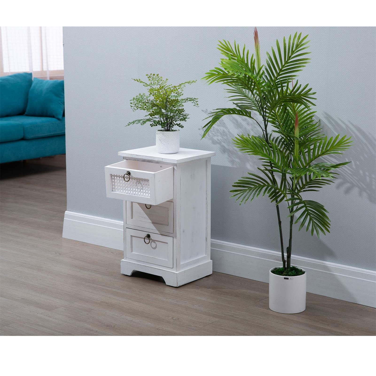 CARO-Möbel Nachtkommode IRMA, Nachttisch Nachtschrank für Boxspringbetten Shabby Chic Vintage Konsol