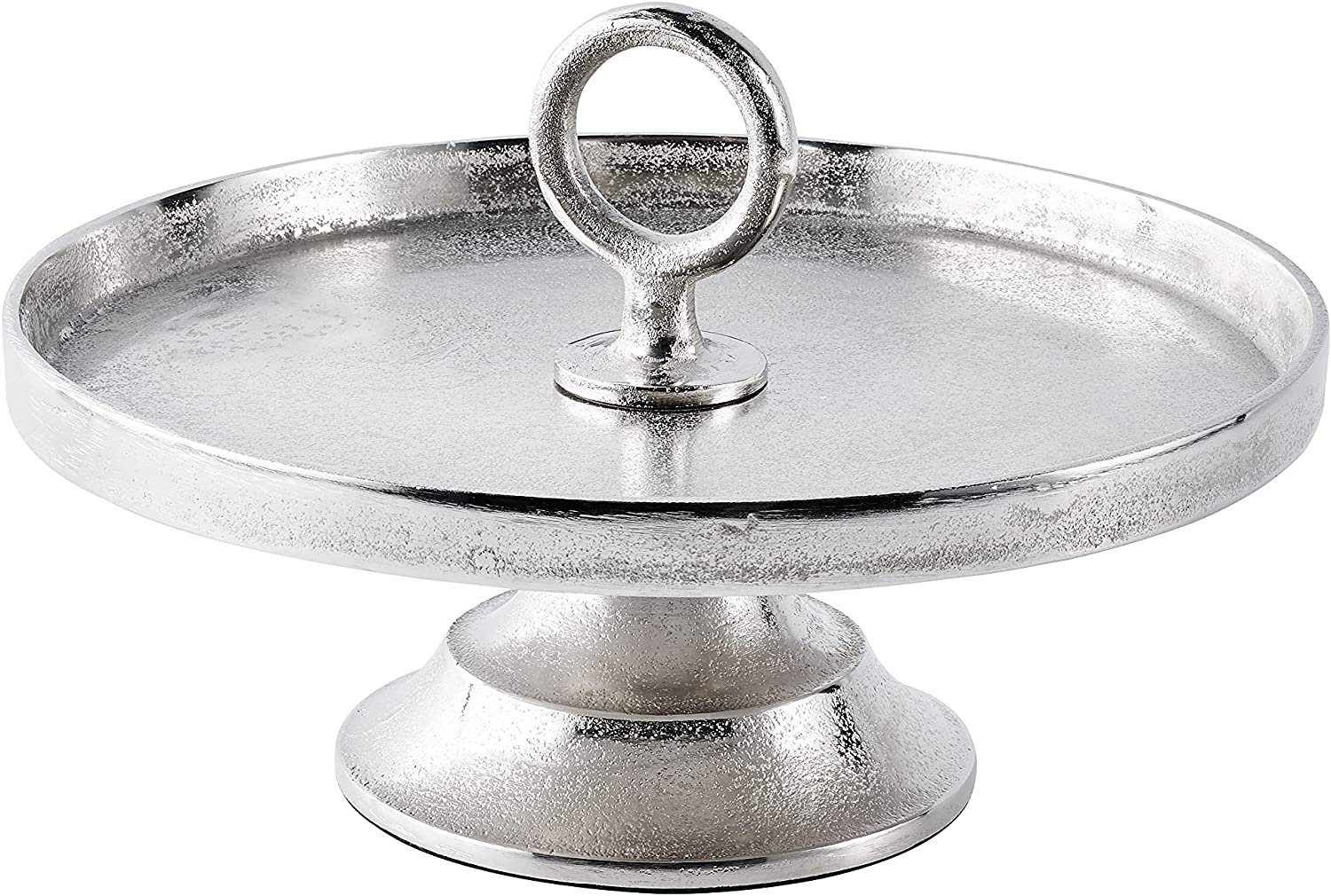 MichaelNoll Dekoetagere Etagere Schale Deko - Servierplatte aus Metall Alu - Silber - 30 cm