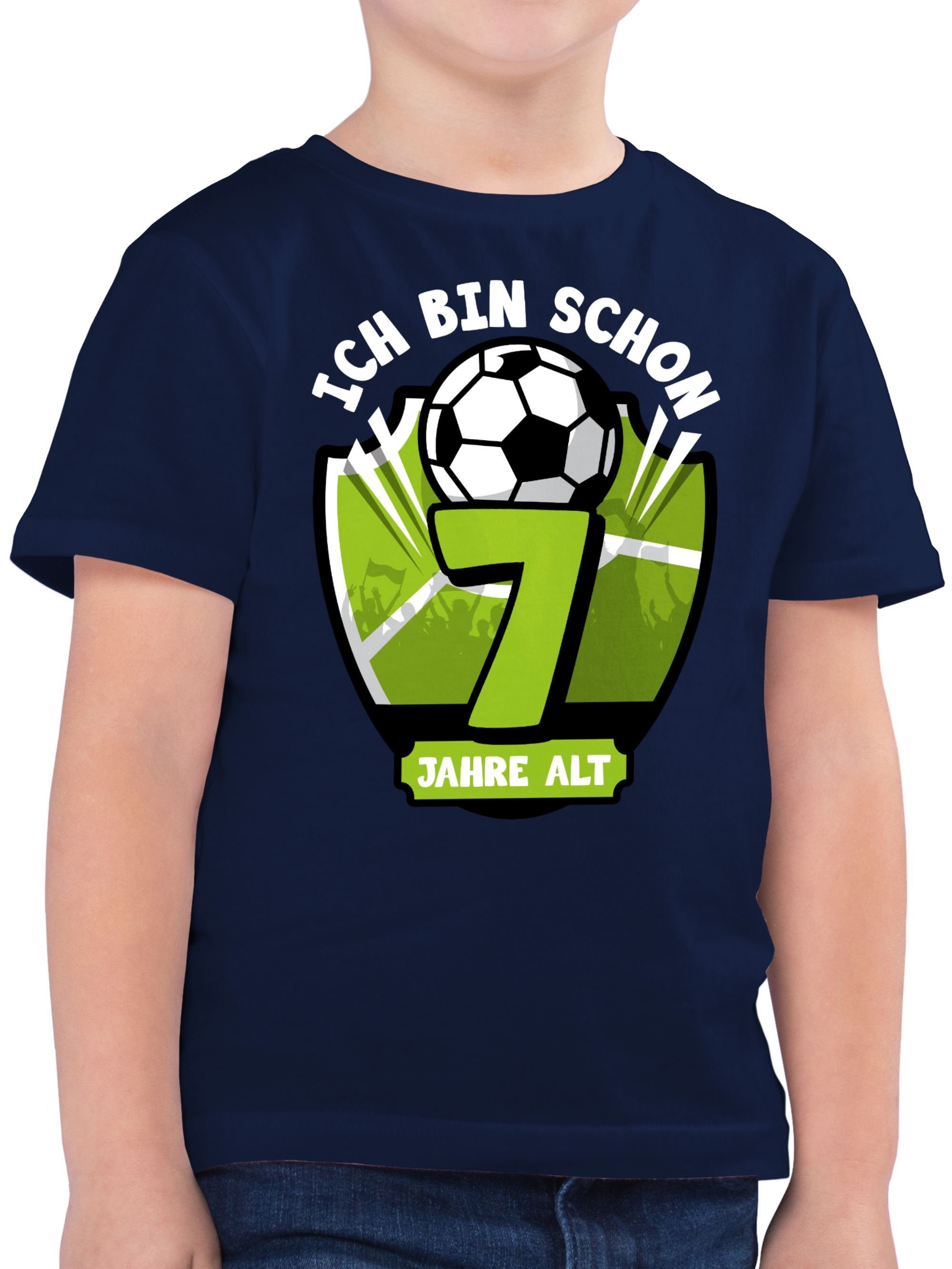 Shirtracer T-Shirt Ich bin schon sieben Jahre alt Fußball 7. Geburtstag 3 Dunkelblau | T-Shirts
