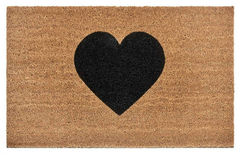Fußmatte Mix Mats Kokos Heart, HANSE Home, rechteckig, Höhe: 15 mm, Kokos, Schmutzfangmatte, Outdoor, Rutschfest, Innen, Kokosmatte, Flur