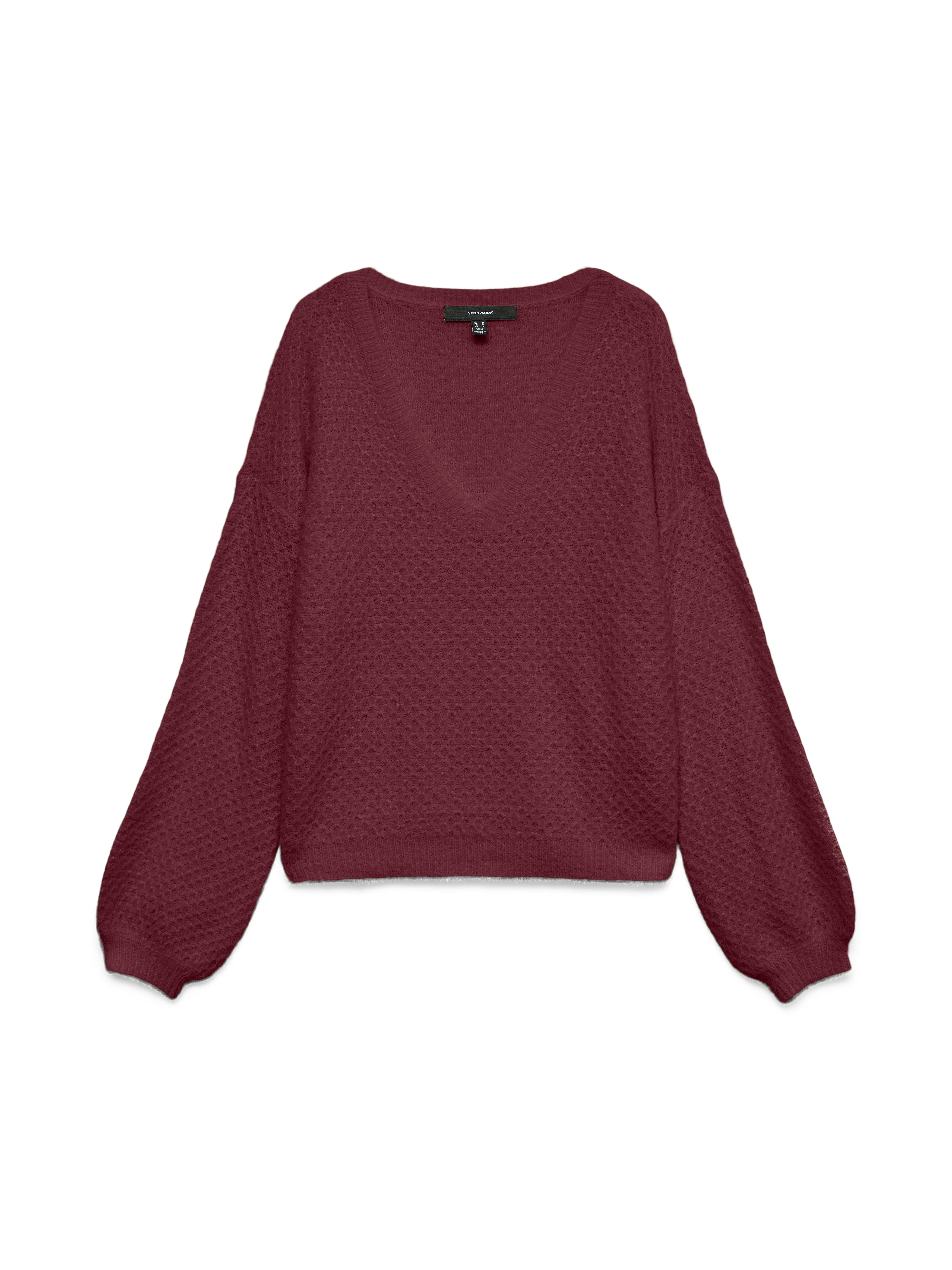 Vero Moda Strickpullover VMPUFF LS V-NECK PULLOVER BOO Materialmix