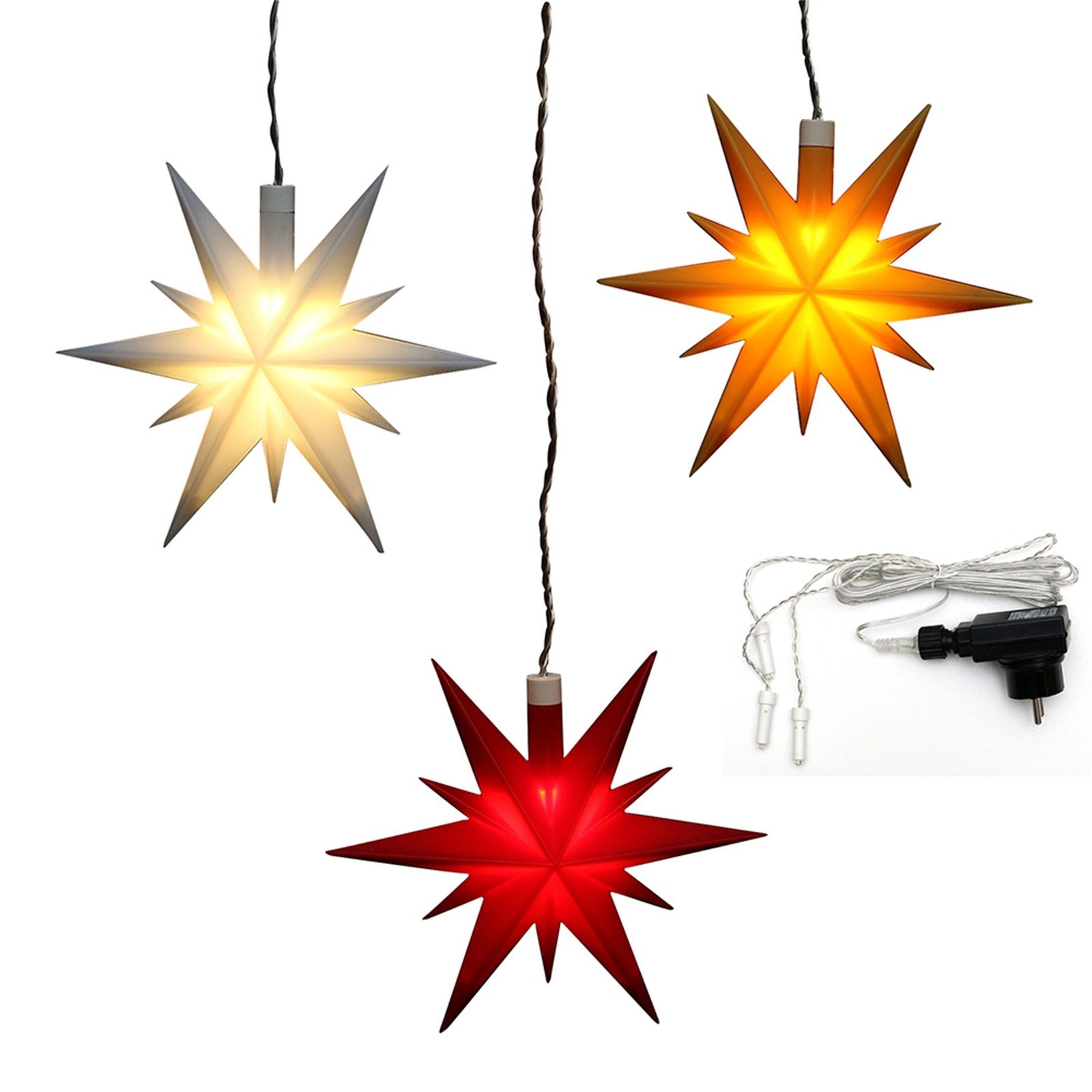 Outdoor Gelb, Weiß, 3er Weihnachtsstern Rot Set (3-tlg) Christbaumschmuck SIGRO