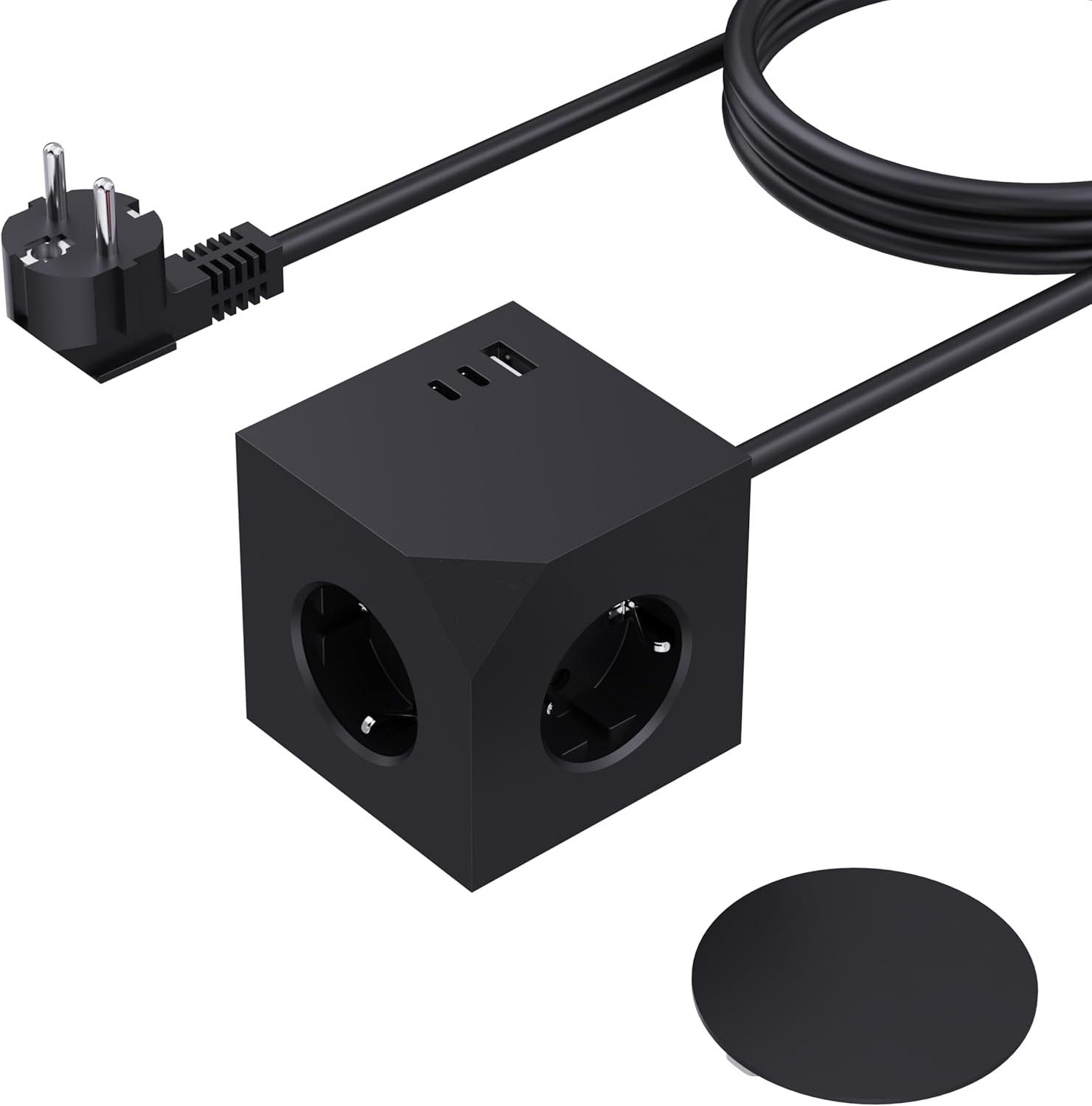 Forrlite Steckdosenleiste PD20W mit Magnetpad 6in1 Wandsteckdose 6 Fach Mehrfachsteckdose 6-fach (3680W/16A, USB-Anschlüsse, 1,5M Verlängerungskabel, Überlastschutzgerät, Schutzkontaktkupplung, Kinderschutz, Kurzschlussschutz, Überspannungsschutz), Steckdosenleiste mit 3 USB Typ C für Büro, Hause, Grau