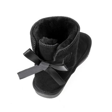 kamelshopping Mädchen Winterstiefel zum Schlupfen Winterboots moderner Winterschuh für Mädchen Lammfell gefüttert, rutschsichere Sohle, Verlourleder