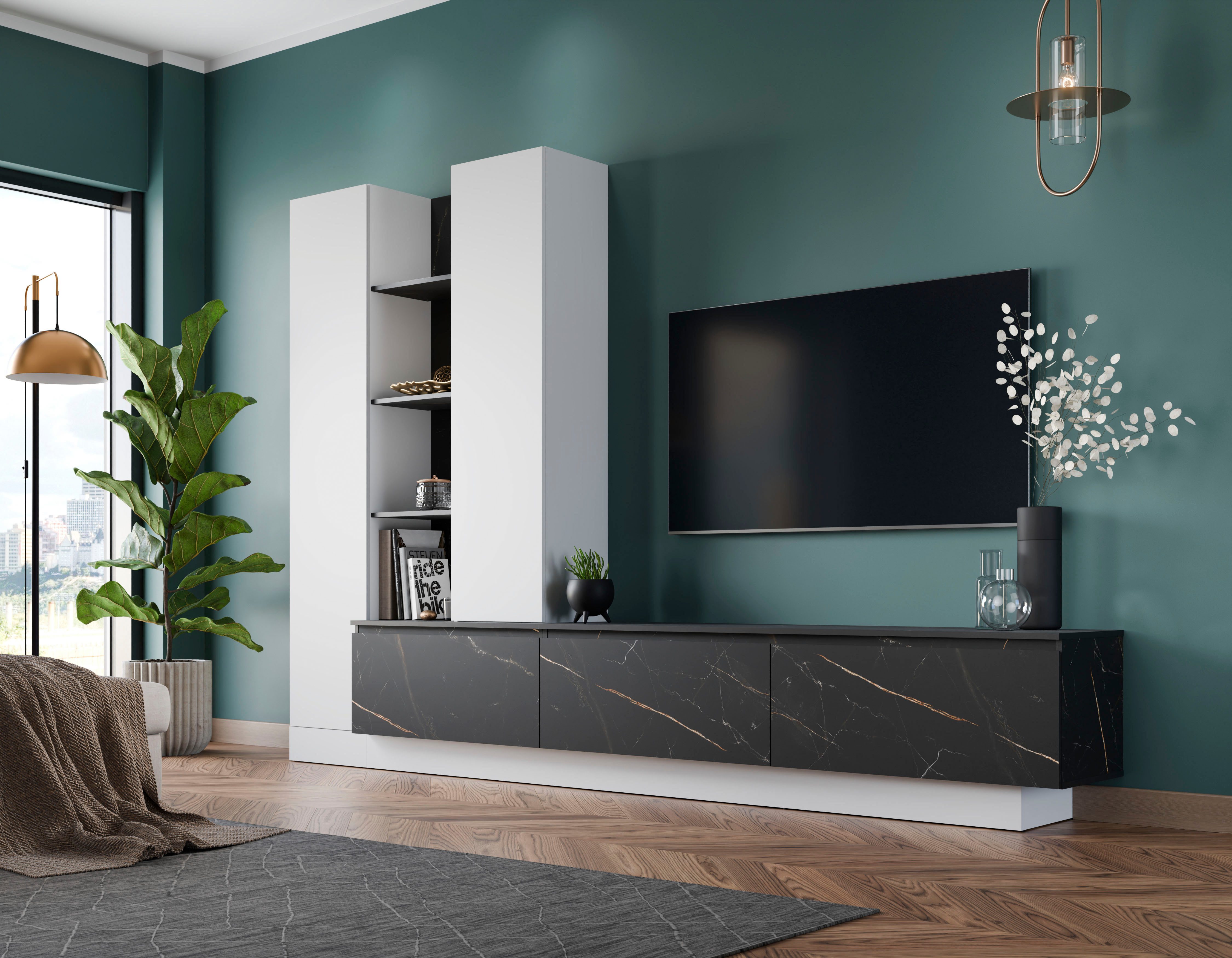 INOSIGN Wohnwand Modesto, (Breite ca. 295cm), bestehend aus 1 Lowboard, 2 H günstig online kaufen