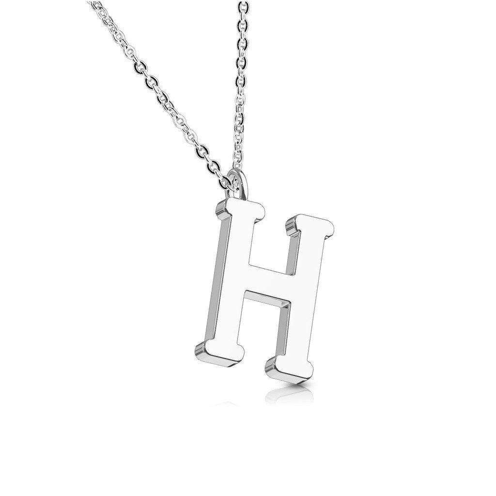 BUNGSA Fingerring H - Kette Buchstaben Anhänger Silber aus Edelstahl Damen H (1-tlg), Halskette Necklace