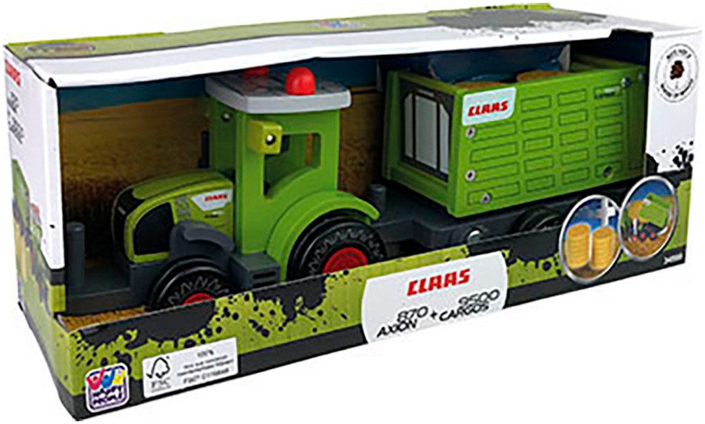 Happy People toy tractor CLAAS Kids Axion 870, made of wood, with tipper