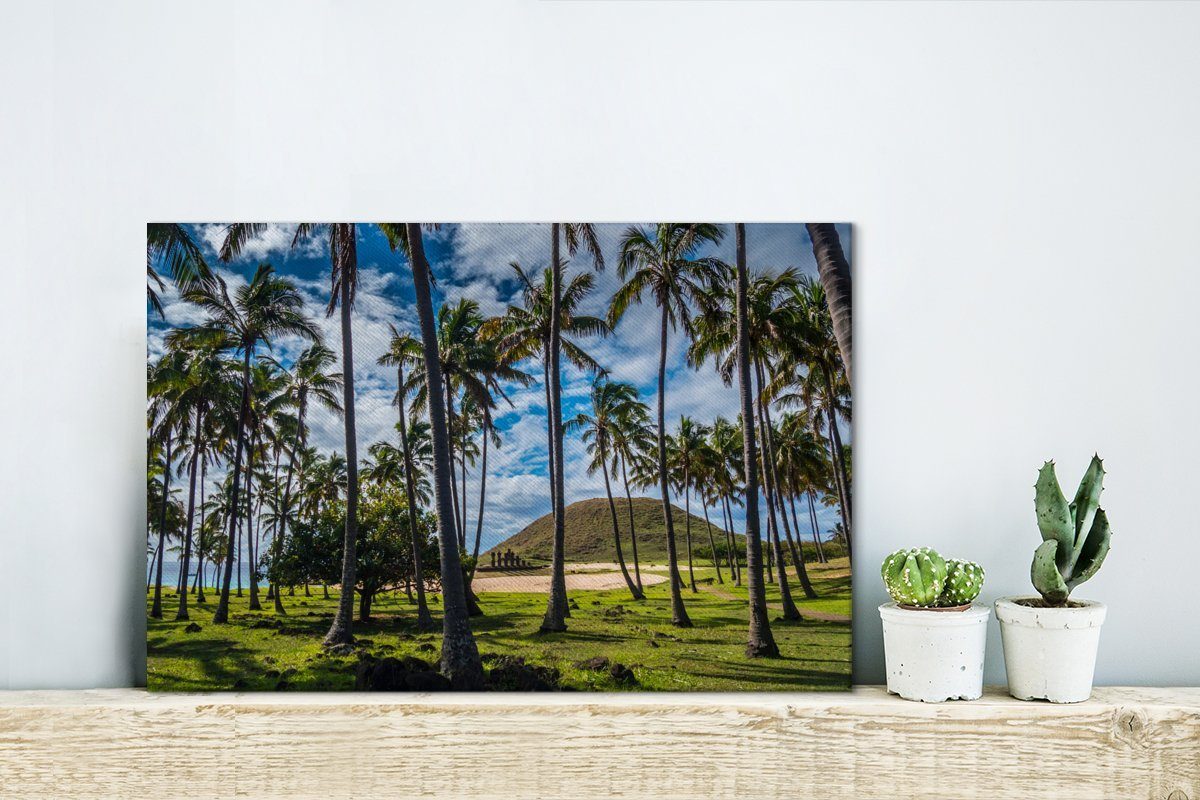 OneMillionCanvasses® Leinwandbild Alltagsfoto von Anakena Wandbild Leinwandbilder, in 30x20 Wanddeko, St), Beach (1 cm Aufhängefertig, Chile