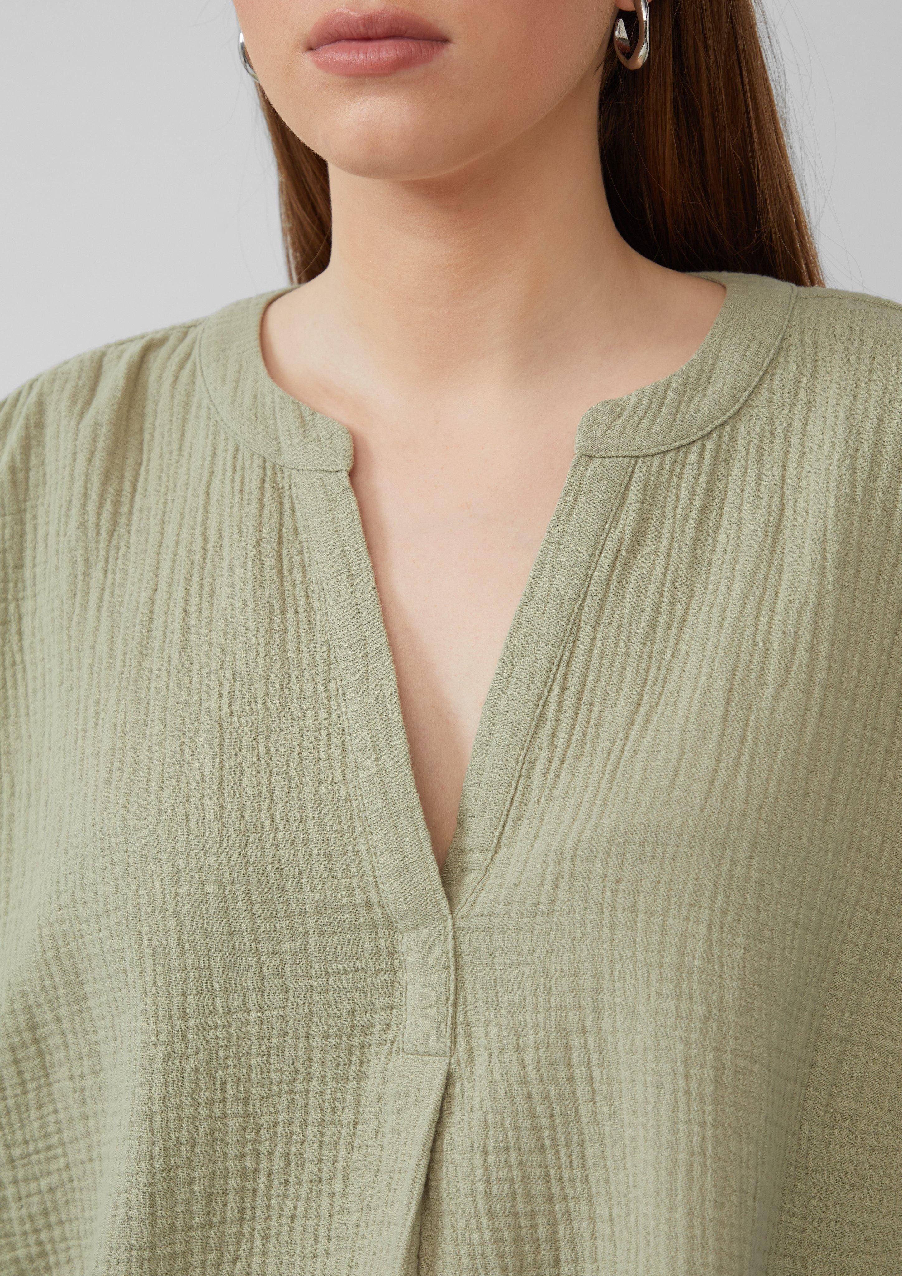 QS Langarmbluse Doubleface-Bluse mit Raffung günstig online kaufen