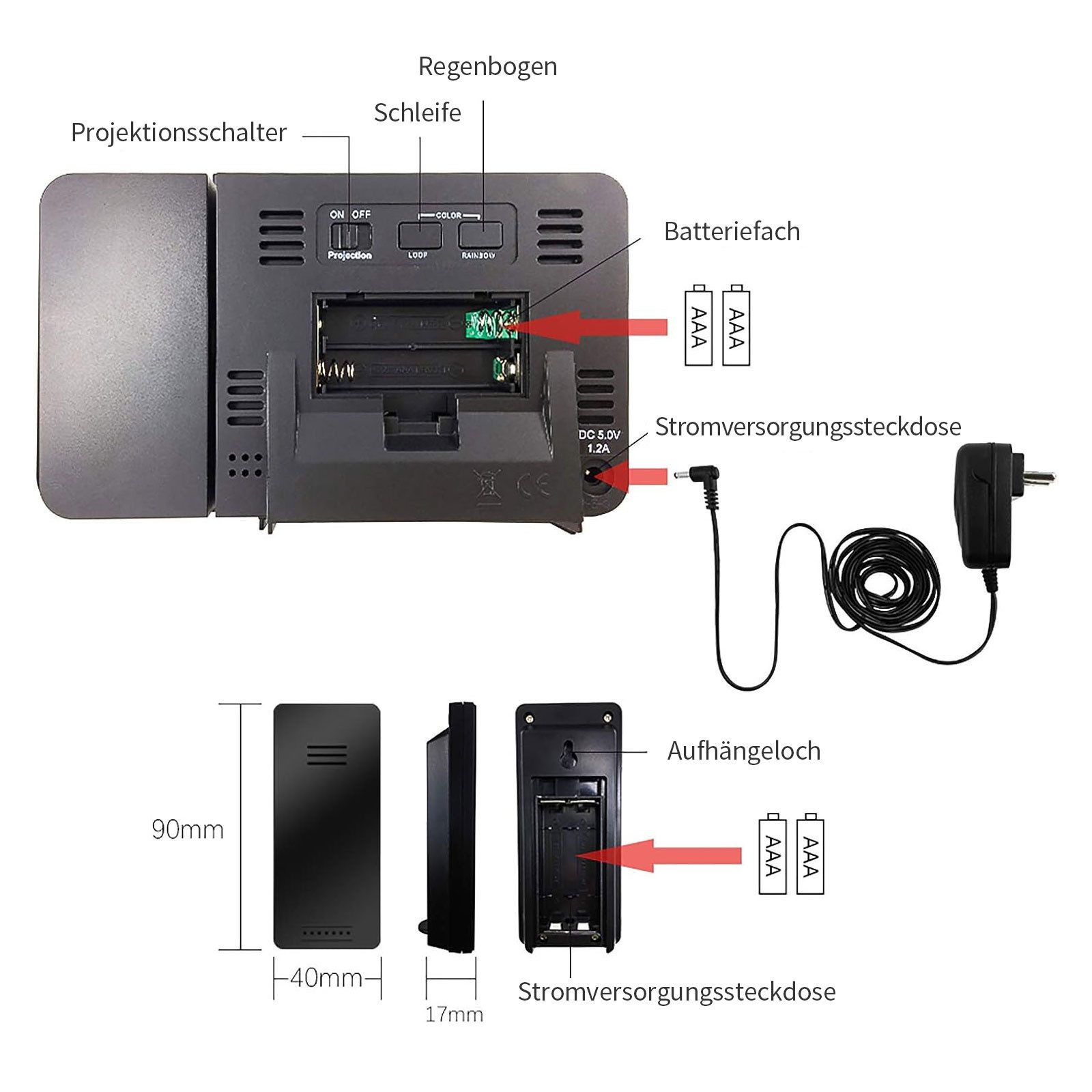 REDOM Projektionswecker Wetteranzeige Uhr mit Doppelwecker LED Projektionsu günstig online kaufen