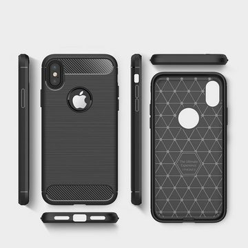 CoverKingz Handyhülle Hülle für Apple iPhone Xs / iPhone X Handyhülle Case Cover schwarz, Carbon Look