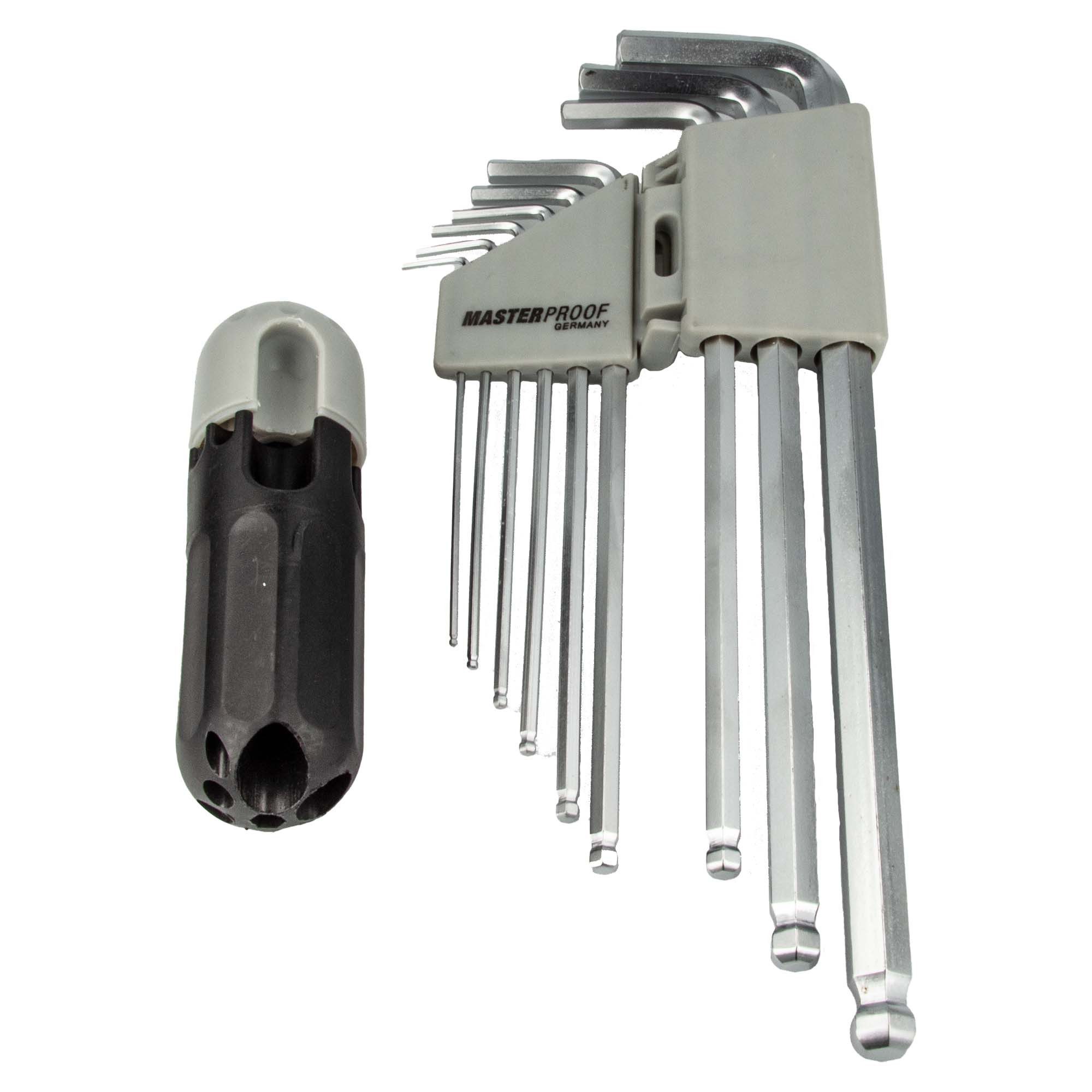 MASTERPROOF PROFESIONAL Steckschlüssel Innensechskant Schlüsselsatz 9-tlg. 1,5-2- 2,5-3-4-5-6-8-10