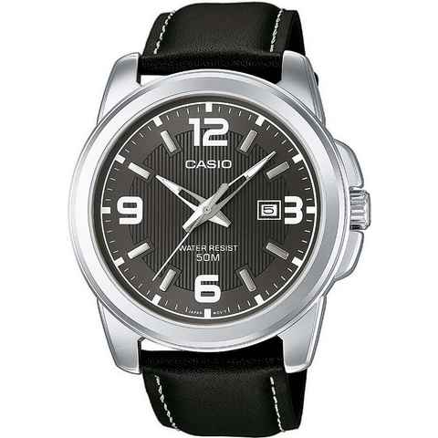 Casio Collection Quarzuhr MTP-1314PL-8AVEF, Armbanduhr, Herrenuhr, analog, Datum, Armband aus Leder