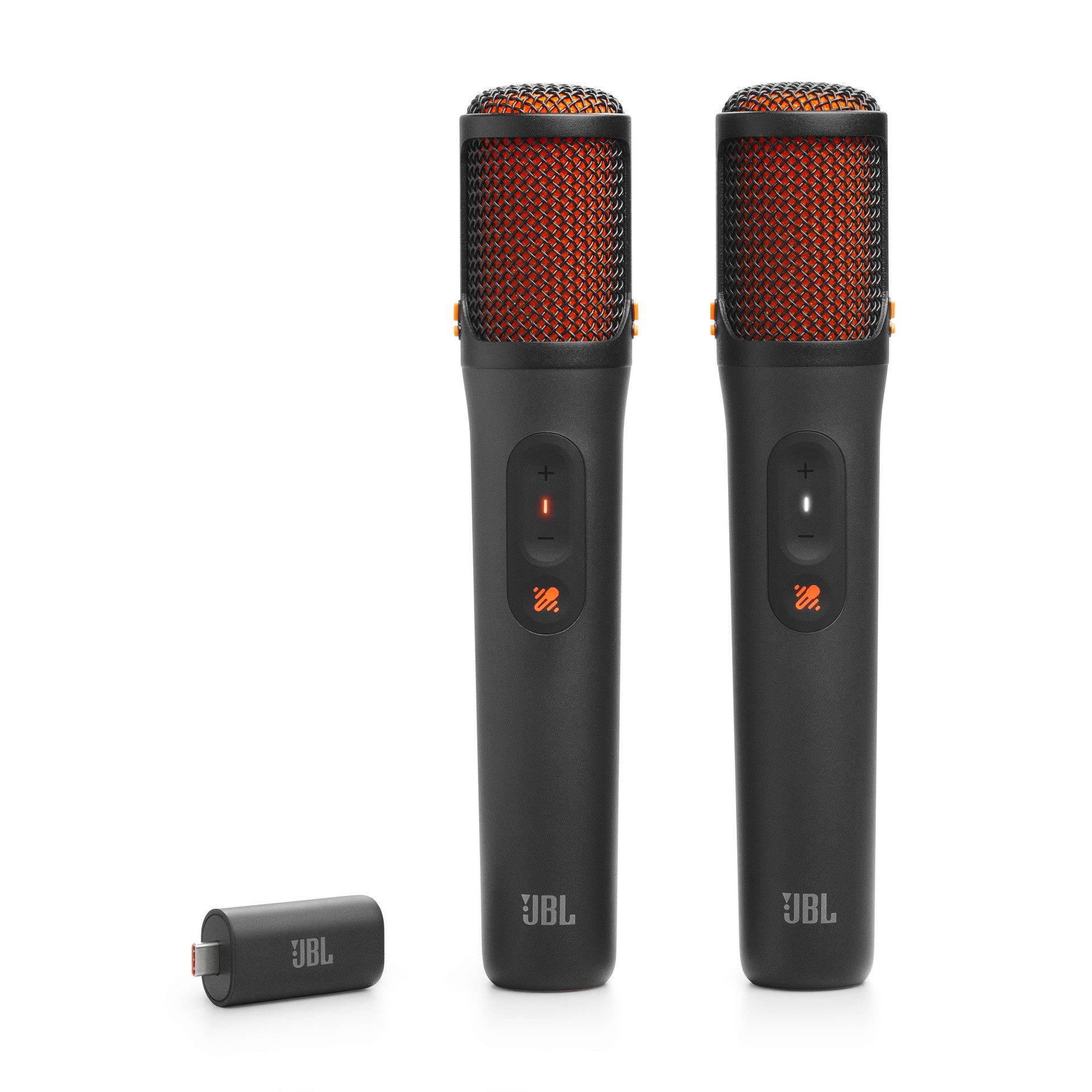 JBL Mikrofon EasySing Mics Mikrofon für Club 120, Stage 320, Partybox 520 und 720, 2 kabellose,KI-gesteuerte Karaoke-Mics mit Stimmentfernung in Echtzeit