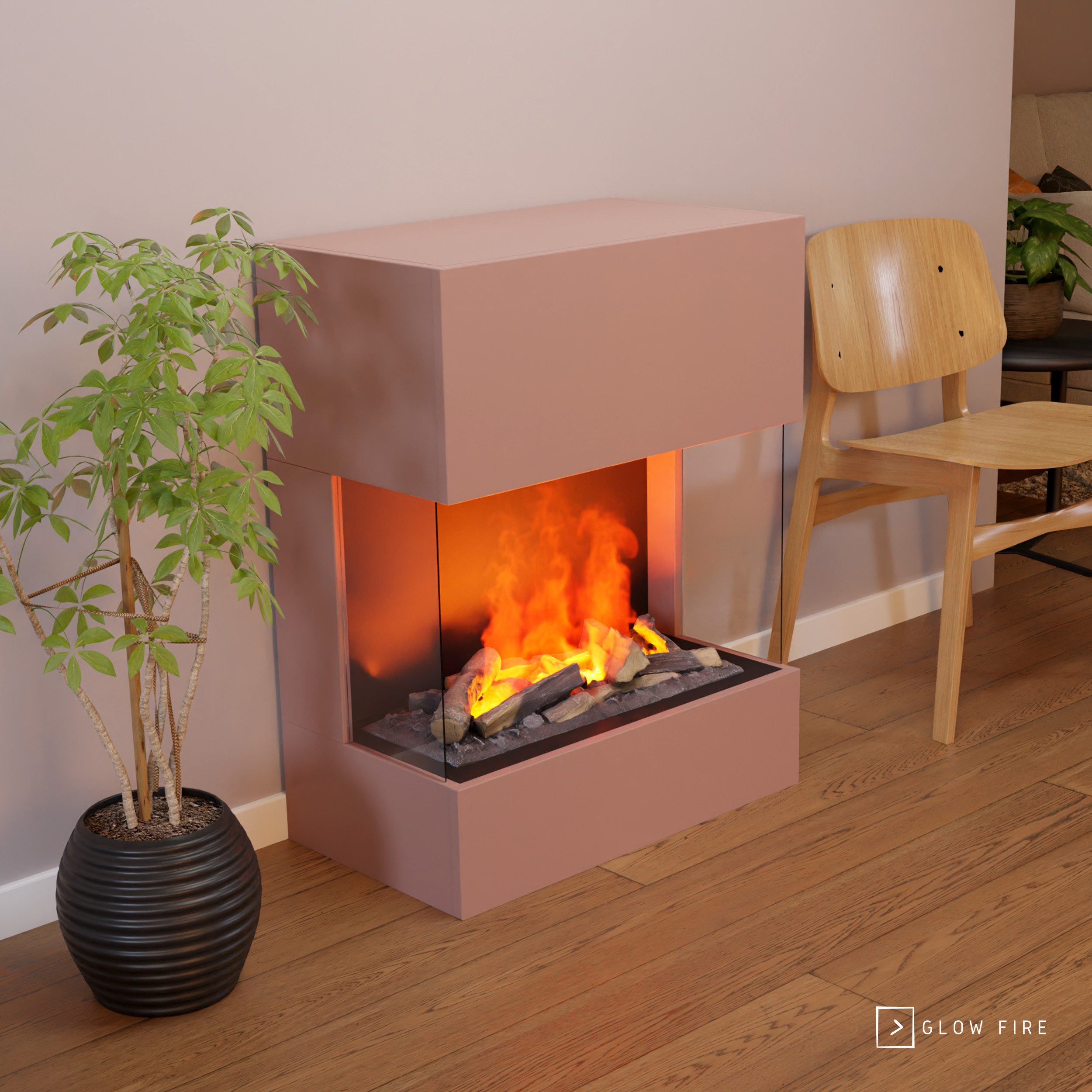GLOW FIRE Elektrokamin Kästner Multicolor Wasserdampf Kamin, Elektrischer Kamin, Wasserdampfkamin mit 3D Feuer und Knisterfunktion