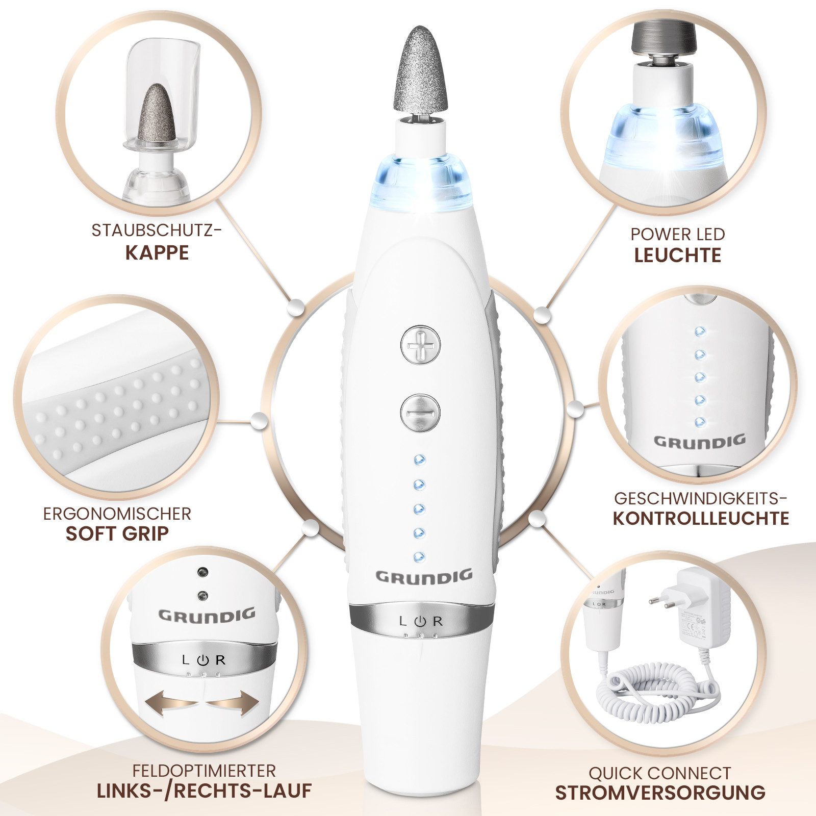 Grundig Maniküre-Pediküre-Set Maniküre Set elektrisch Pediküre + 17 tlg Zub günstig online kaufen