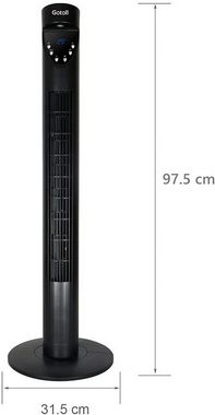 Gotoll Turmventilator GL1515, Standventilator Säulenventilator 97,5cm Timer Ventilator