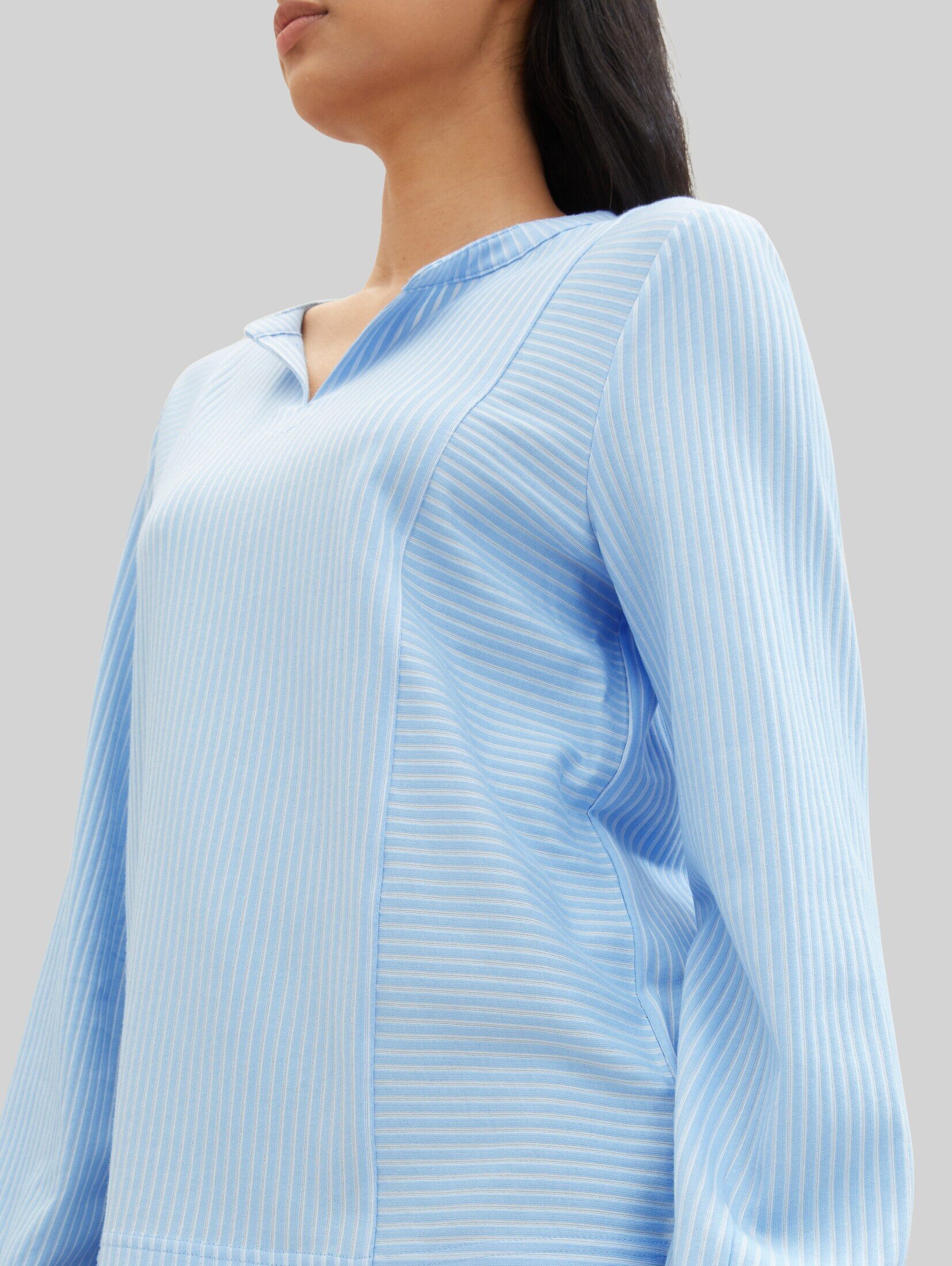 TOM TAILOR Langarmshirt T-Shirt Bluse mit Streifenmuster