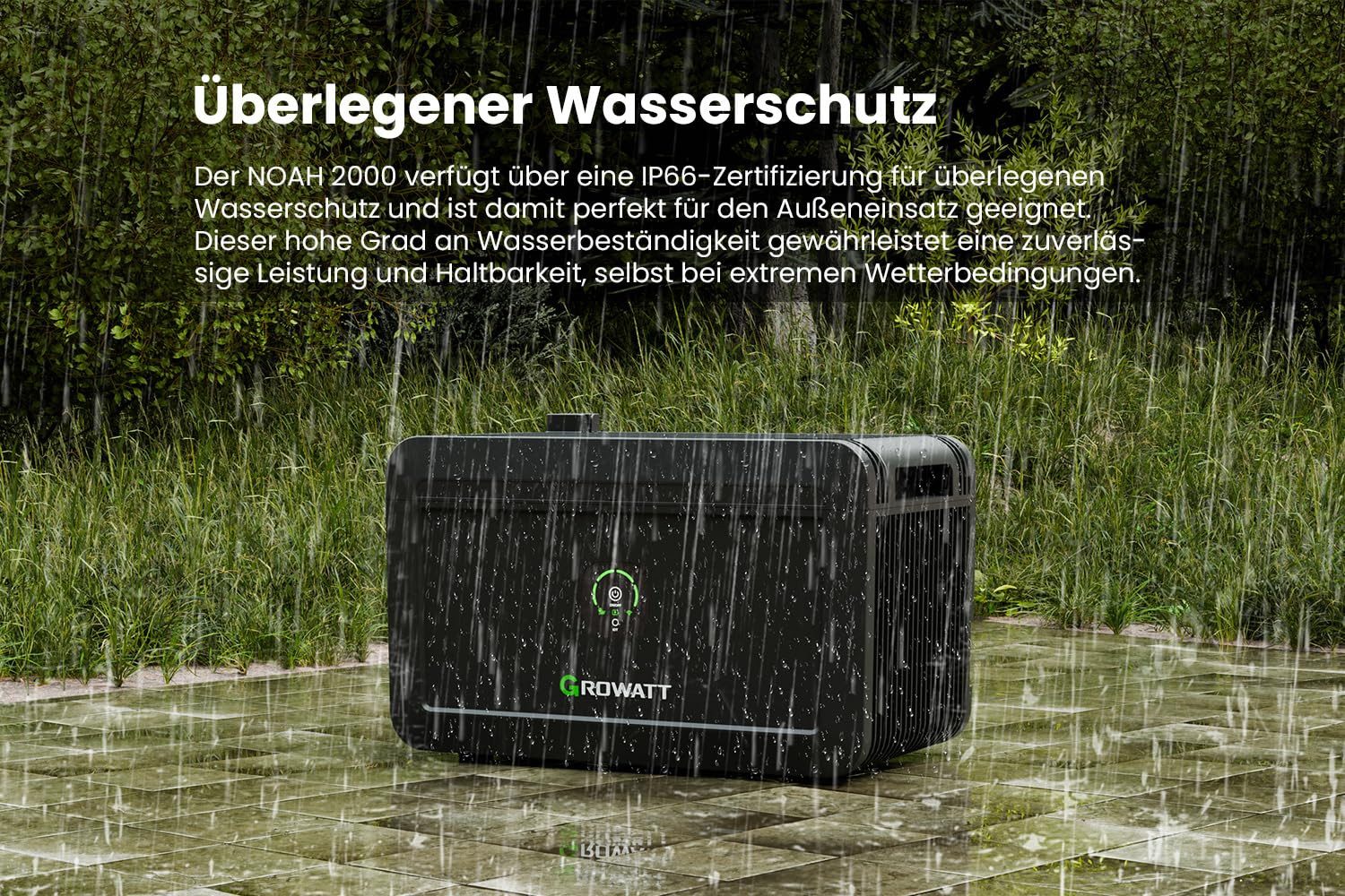 Growatt Balkonkraftwerk Growatt NOAH 2000 Speicher, 2048Wh mit 1800W PV-Eingangsleistung, (Niedrigtemperaturschutz), Fernüberwachung und -steuerung über App
