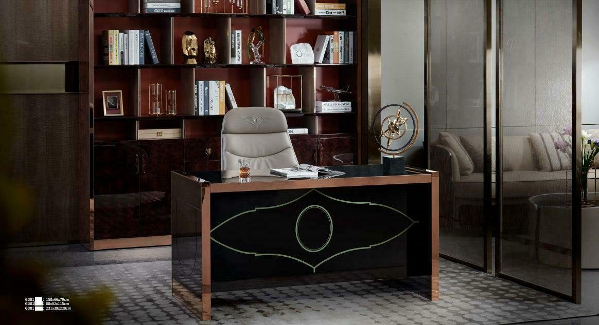 Schwarz Luxus Arbeitszimmer 2tlg Schreibtisch Tisch JVmoebel Stuhl Arbeitstisch,