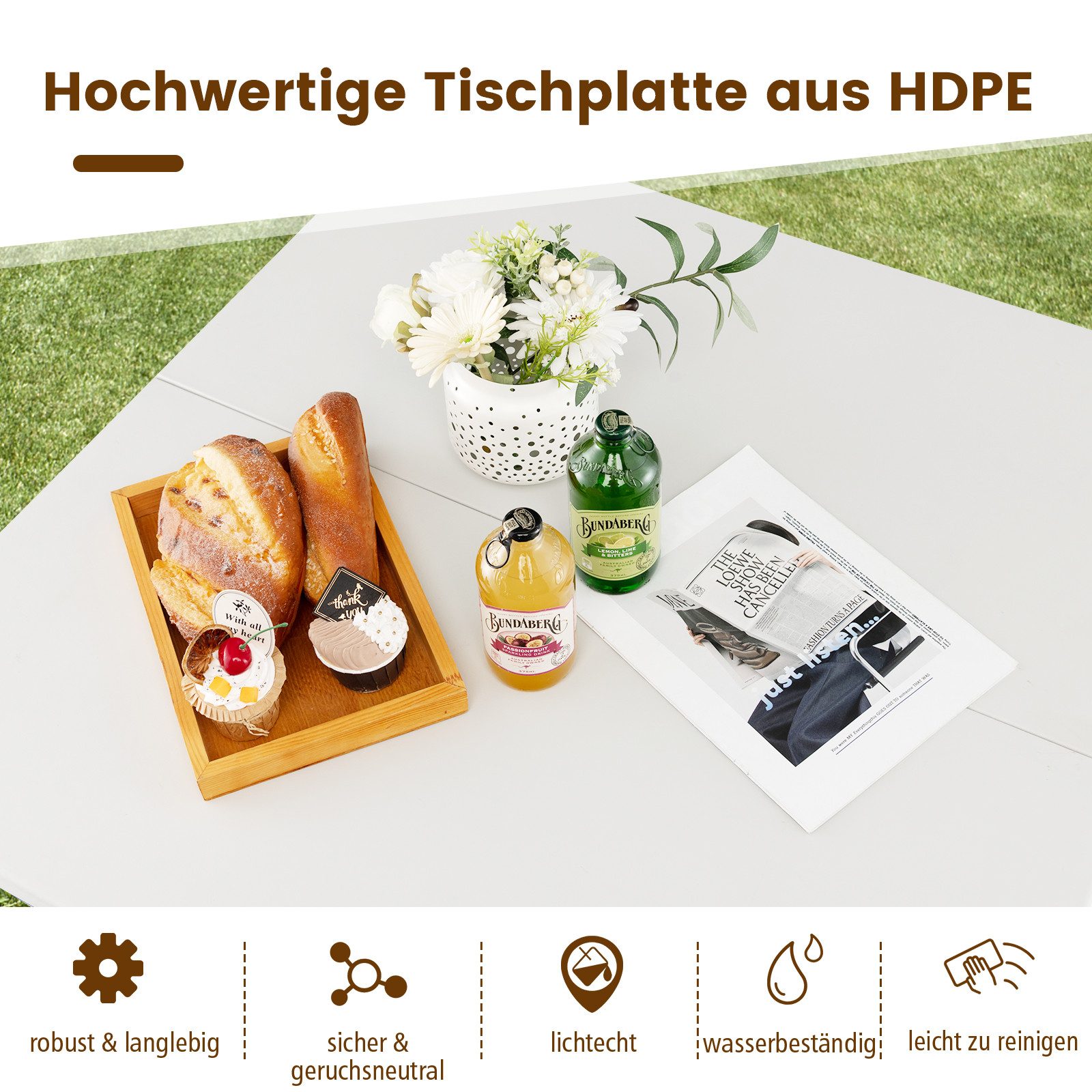 KOMFOTTEU Campingtisch, Esstisch Picknicktisch Klapptisch mit Tragegriff