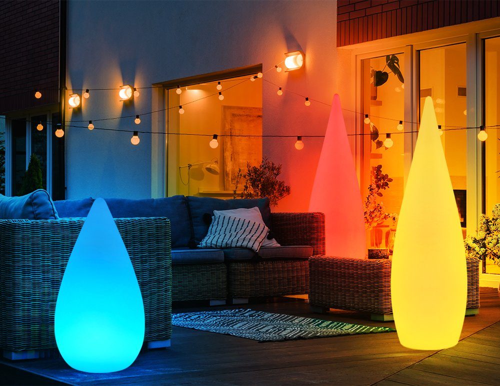 etc-shop Bodenlampe Lampe LED Warmweiß, LED-Leuchtmittel Außen fest verbaut, Außen-Stehlampe, LED Fernbedienung RGB Outdoor Stehleuchte