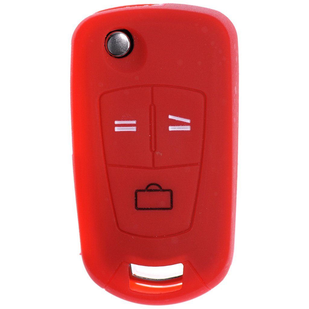 mt-key Schlüsseltasche Autoschlüssel Softcase Silikon Schutzhülle Rot, für OPEL Signum Insignia Vectra Zafira 3 Tasten Klappschlüssel