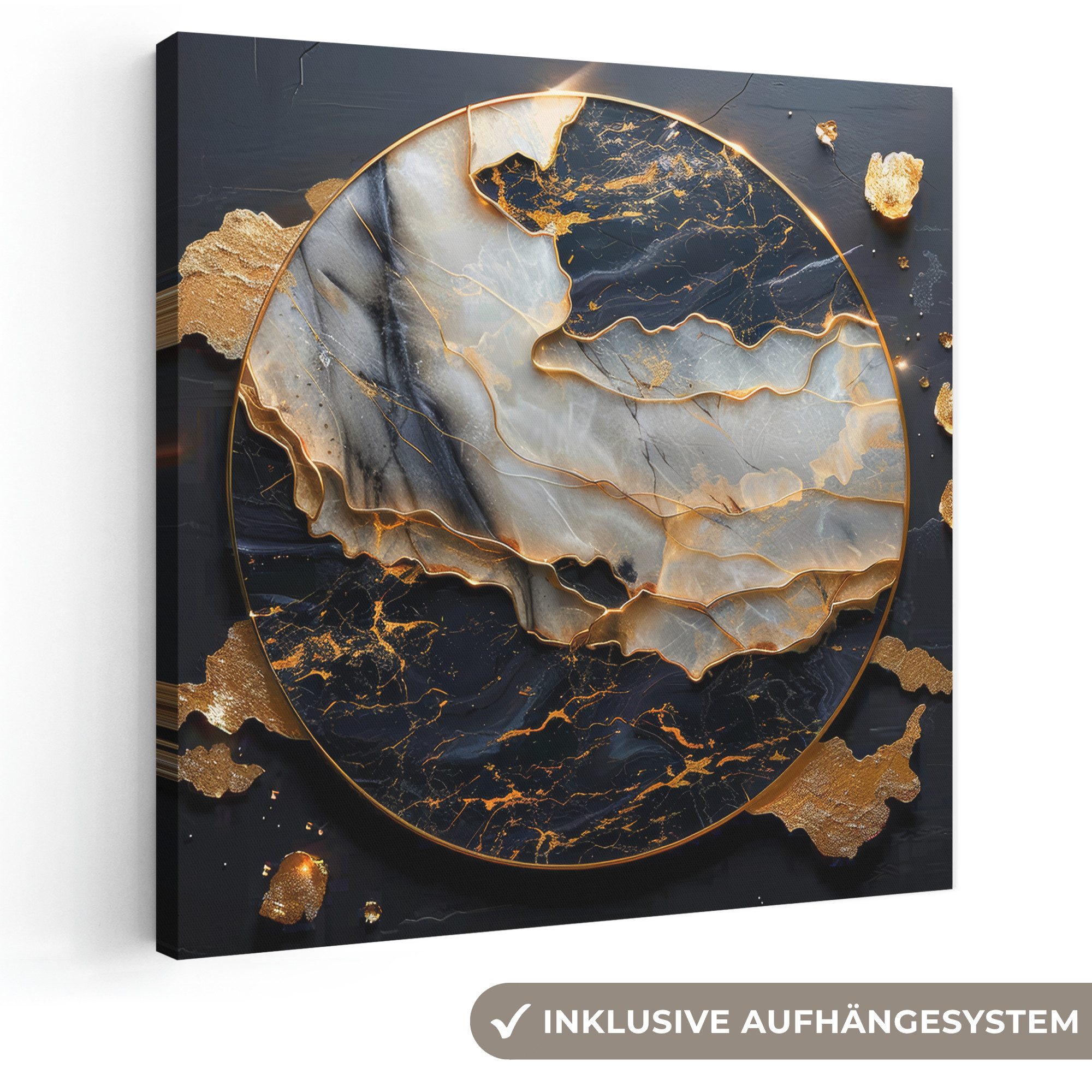 OneMillionCanvasses® Leinwandbild Kunst - Gold - Schwarz - Modern - Abstrakt, Fotodruck (1 St), Wandbild, Deko Schlafzimmer Wohnzimmer Flur 20x20 cm