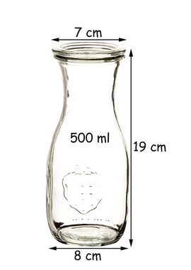 WECK Karaffe 6x Saftflaschen 530 ml mit Deckel RR 60 Flaschen, (6-tlg)