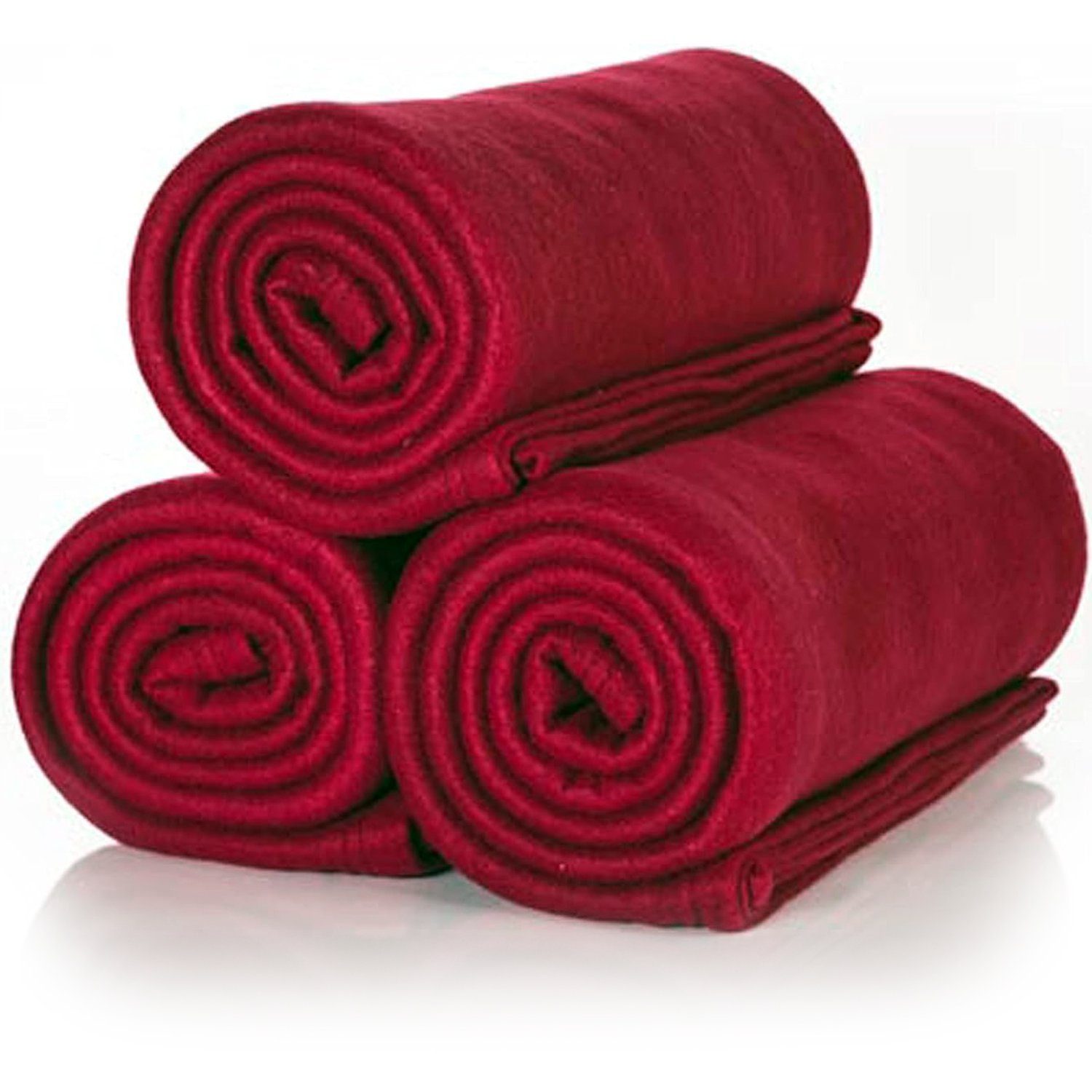 Wohndecke 3 St. A3B Oeko-Tex Polar Fleecedecken Couch bordeaux 130x160cm weich, ALCLEAR