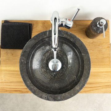 wohnfreuden Aufsatzwaschbecken Marmor Waschbecken BASCOM ROWFISH 35 cm schwarz rund (Kein Set), 50_93917