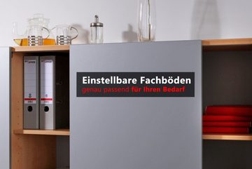 bümö Sideboard office Sideboard mit Schwebetür, Dekor: Nussbaum/Silber