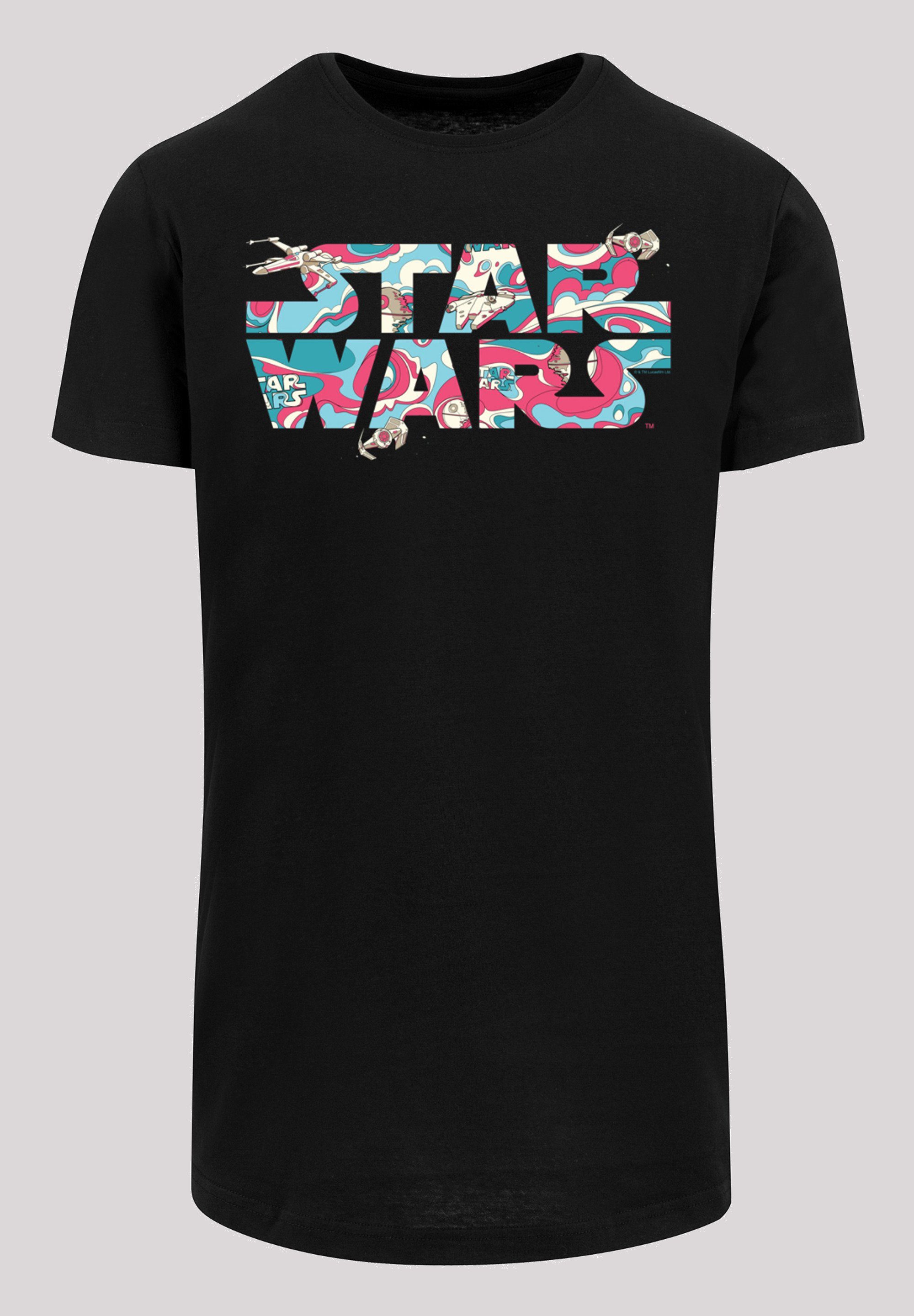 F4NT4STIC Kurzarmshirt Herren Star Wars Wavy Ship Logo with Shaped Long Tee (1-tlg)