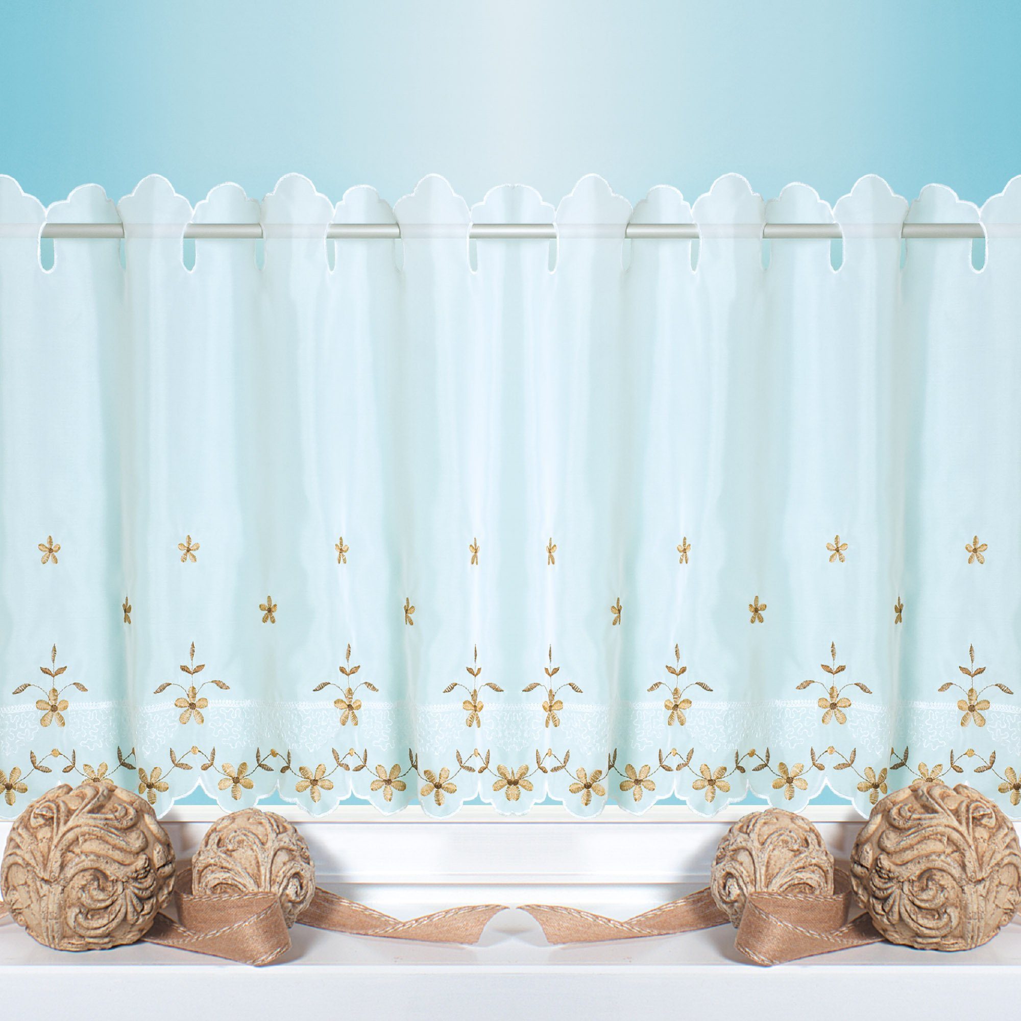 Bestlivings Bistrogardine Anja Blumen Ornament 45 cm x 155 cm günstig online kaufen