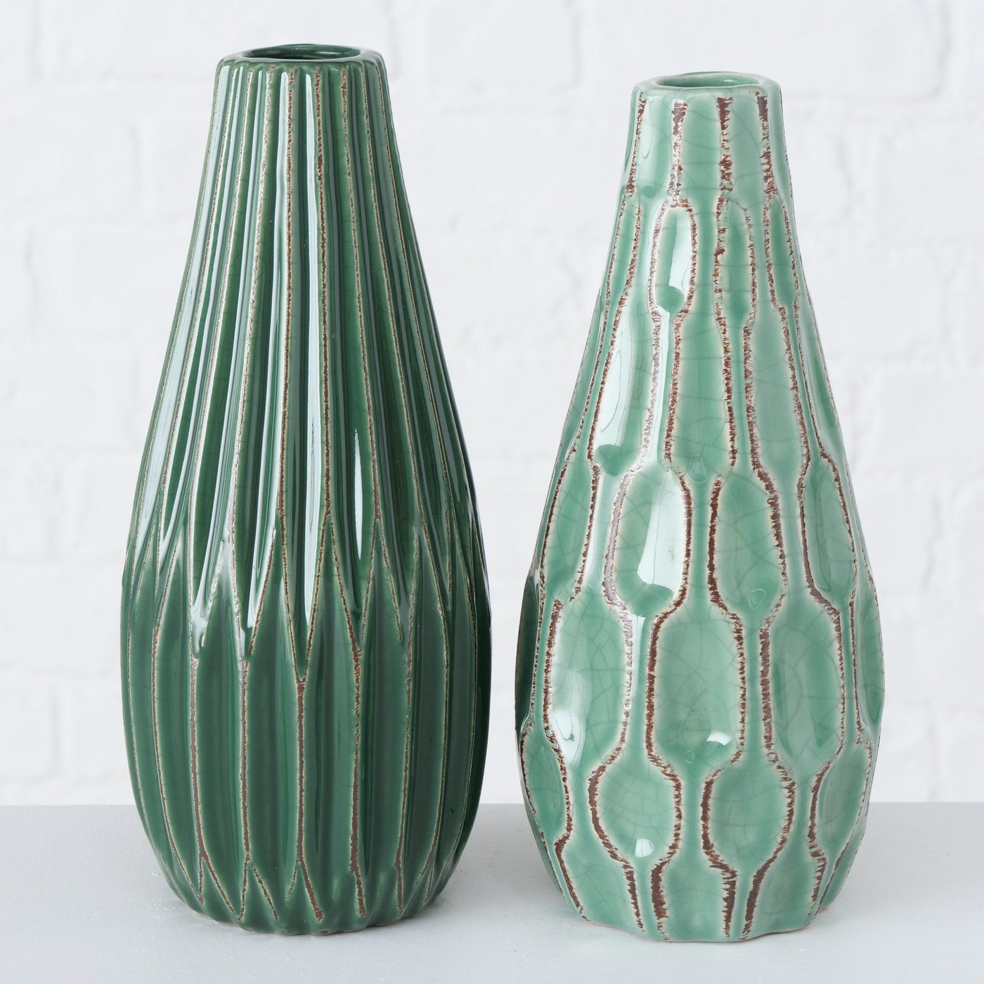 BOLTZE Dekovase 2er-Set Vase Lenja, grün