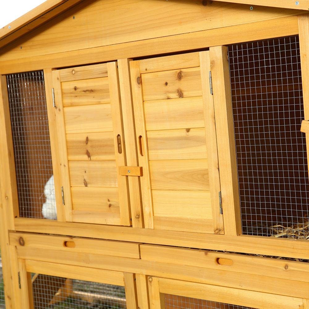 Mucola Tierhaus Hasenstall Holz Freilauf Freigehege Kaninchenstall Hasenkäfig, Mehrere Boxen, 2 Rampen, 2 Schubladen