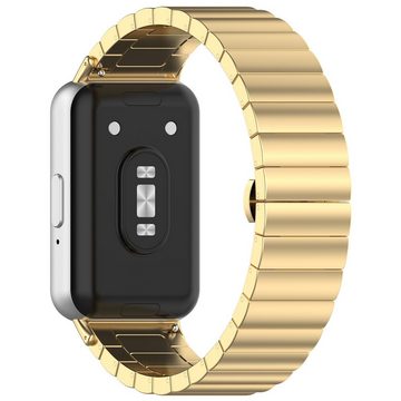 Wigento Smartwatch-Armband Für Samsung Galaxy Fit 3 One Bead Edelstahl Metall Arm Band Gold