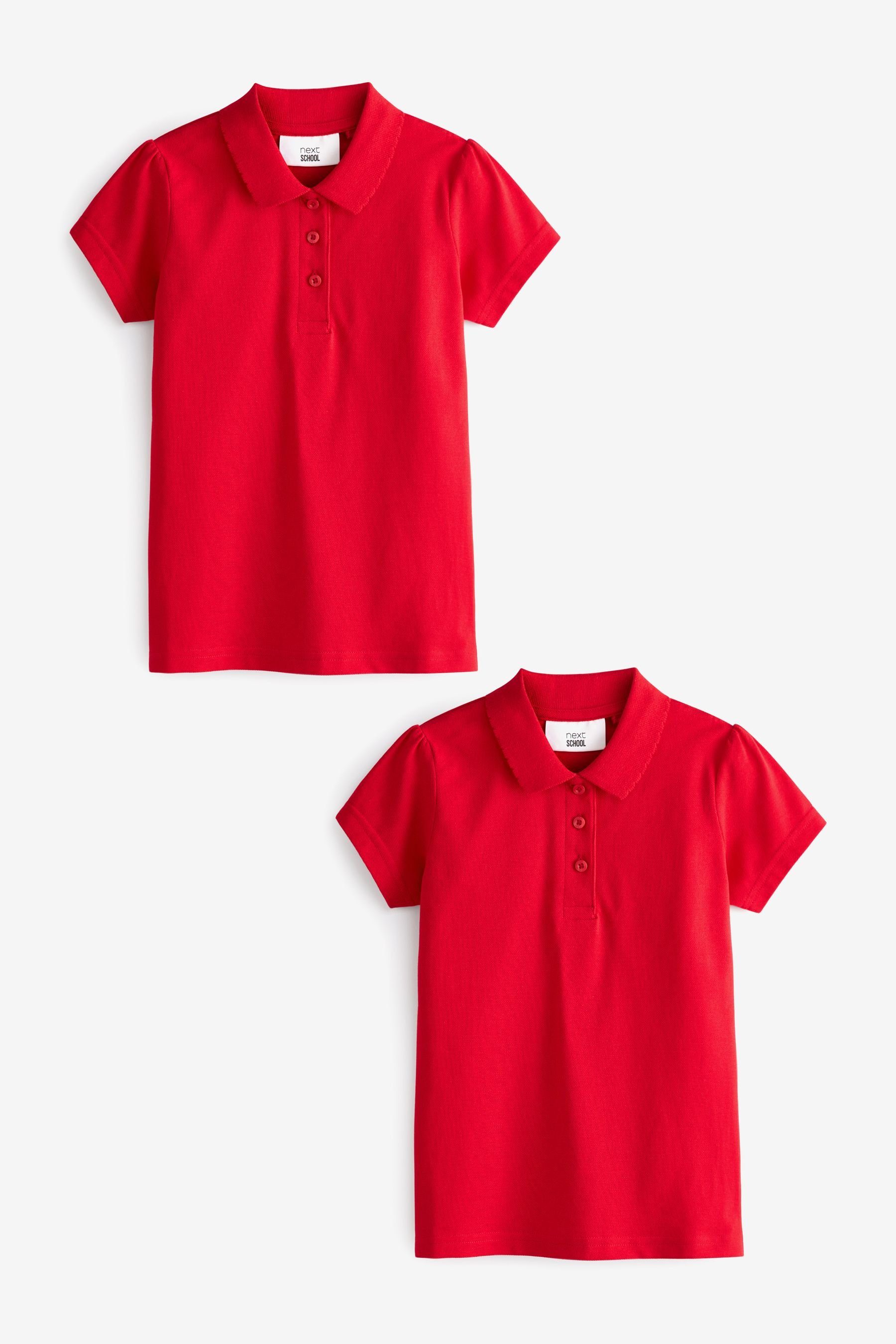 Reguläre Ware Next Poloshirt Kurzärmelige Polohemden aus 2er-Pack Red Baumwolle (2-tlg) im