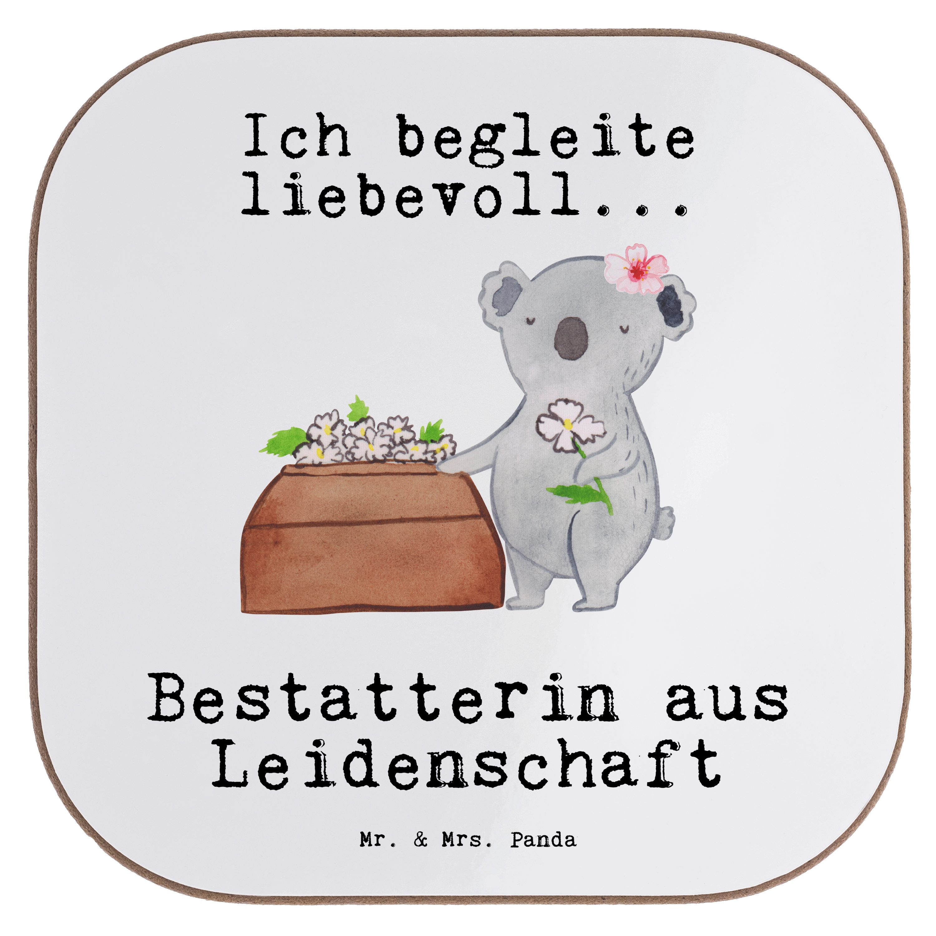 Geschenk, Getränkeuntersetzer aus Getränkeuntersetzer, 1-tlg. - Leidenschaft Bestatterin Panda - Mr. Mrs. Weiß &