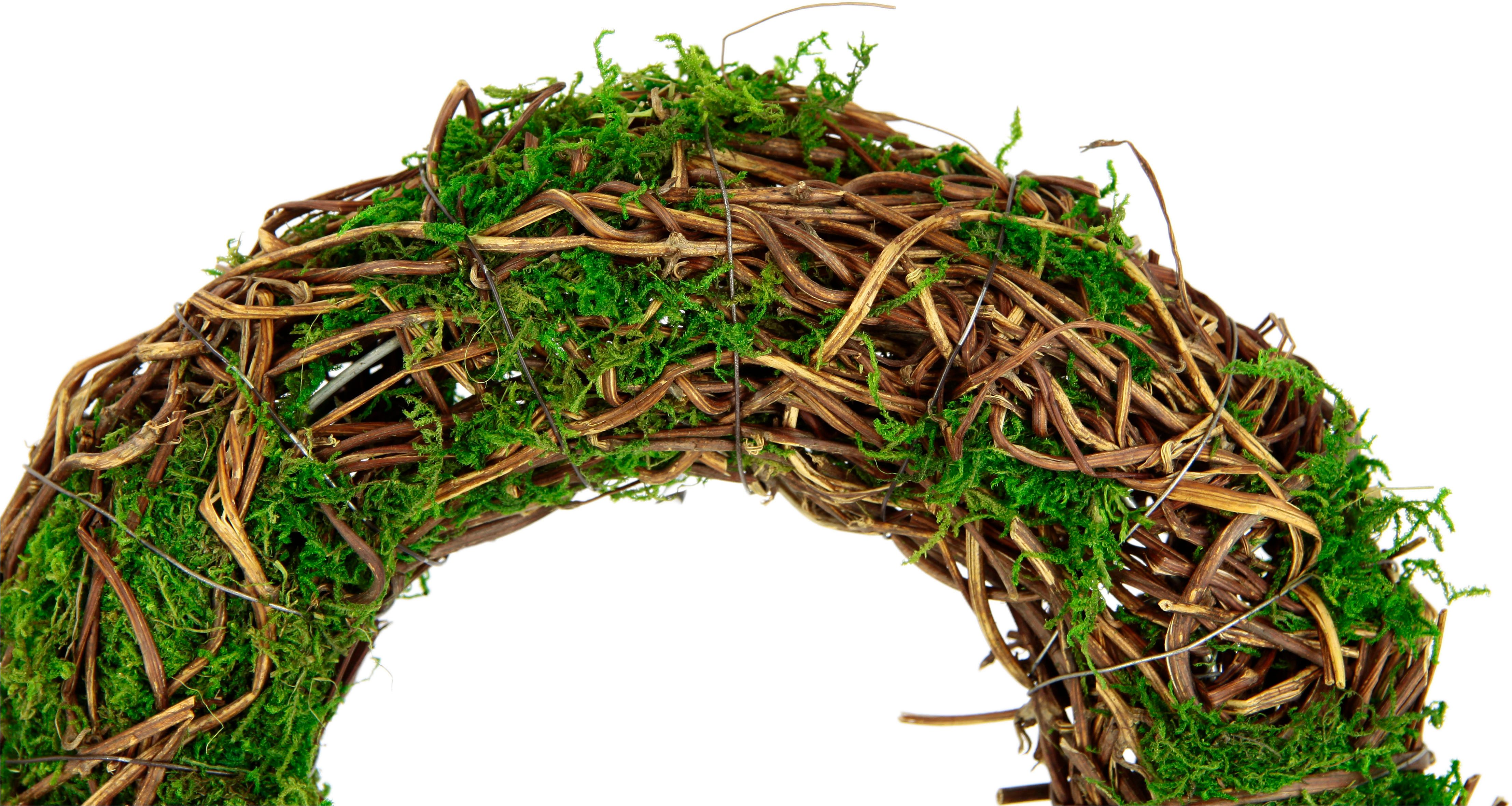 Kunstkranz Kranz aus Moos und Rattan Weidenkranz Blumenkranz Dekokranz, I.GE.A., Höhe 25 cm, Landhaus Kränze Rohling Tischdeko