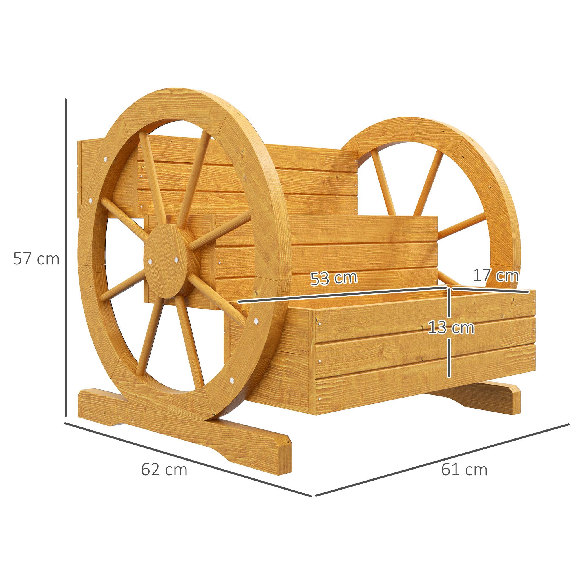 Outsunny Hochbeet Blumenkasten mit 3 Etagen, Kräuterbeet mit Entwässerungslöchern (Kräuterbeet, 1 St., Gemüsebeet), für Garten, Balkon, Teak, 61 x 62 x 57 cm – Bild 3 von 5