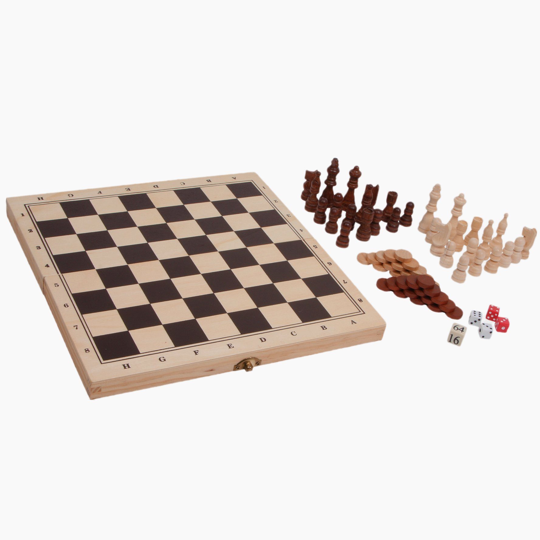 Small Foot Spielesammlung Schach, Backgamon & Dame, Schach,Backgammon, Spielesammlung mit Schach, Dame oder Backgamon