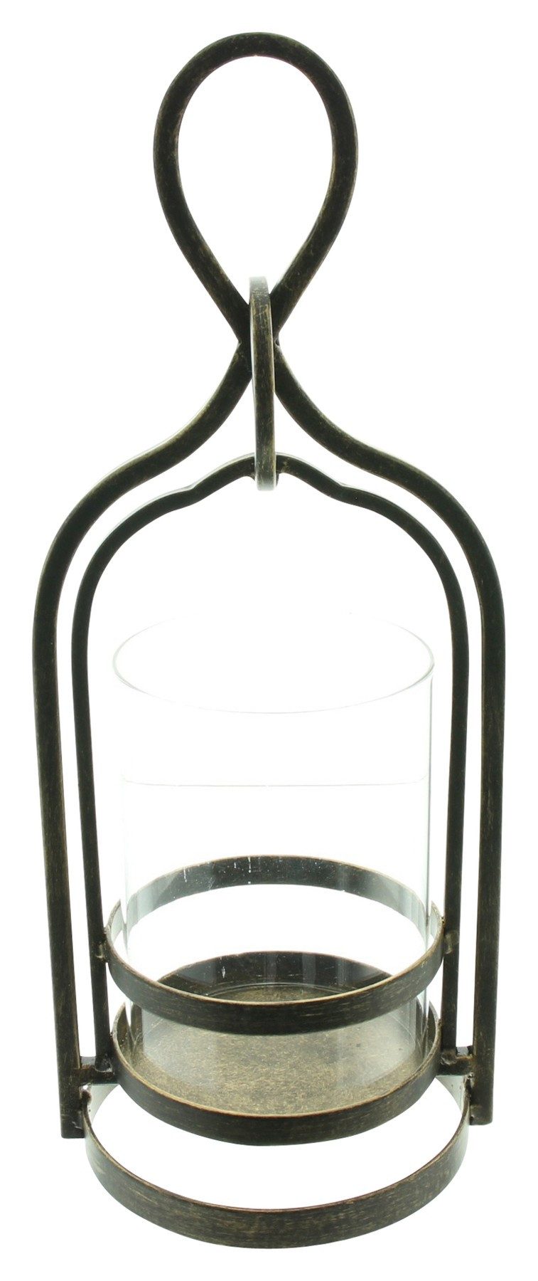 Kerzenlaterne "Antik" aus Metall mit Antik Finish in gold, Windlicht, Hängelaterne